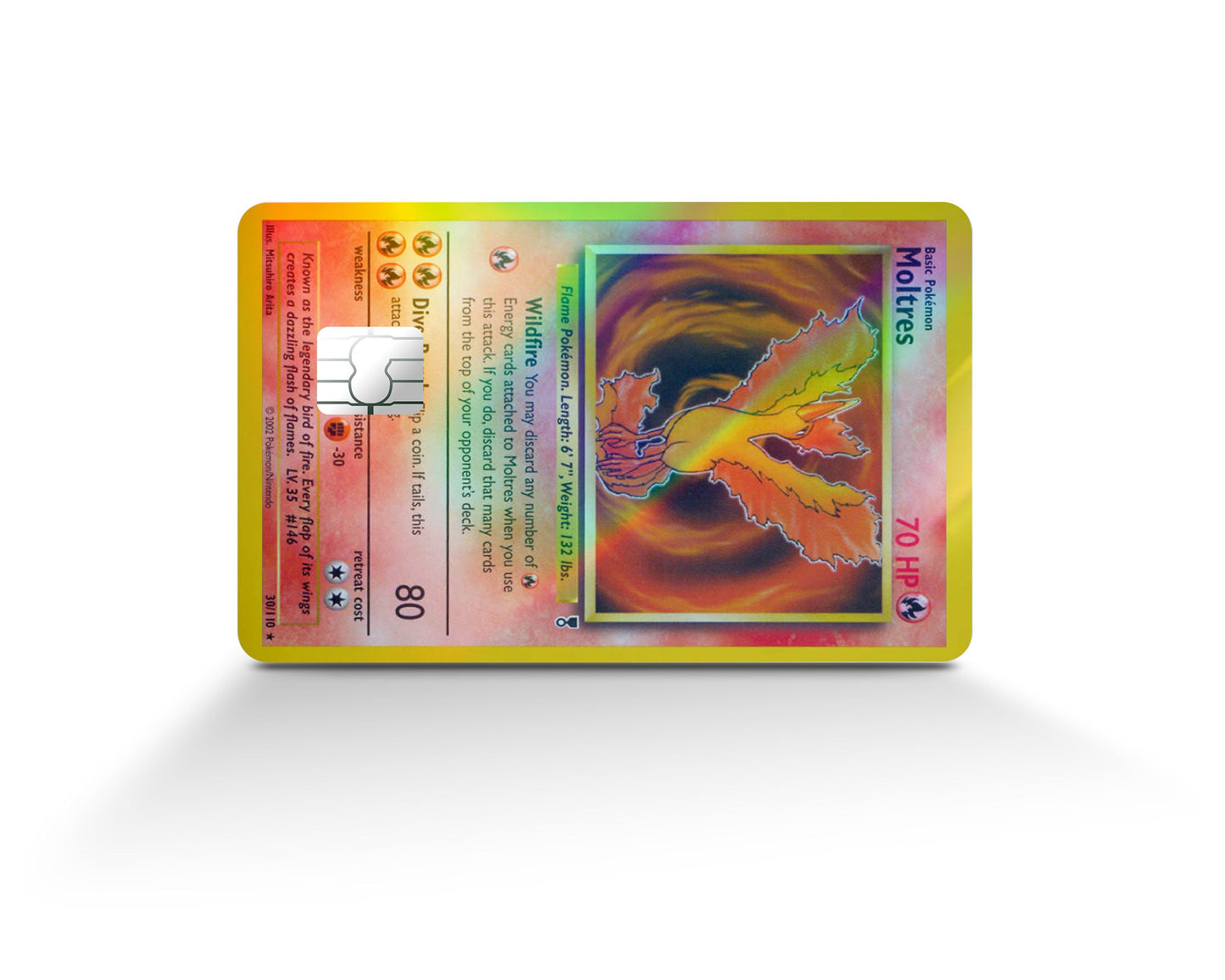 Anime Town Creations Holographic Credit Card Moltres Pokemon Card Full Skins - Anime Pokemon Holographic Credit Card Skin