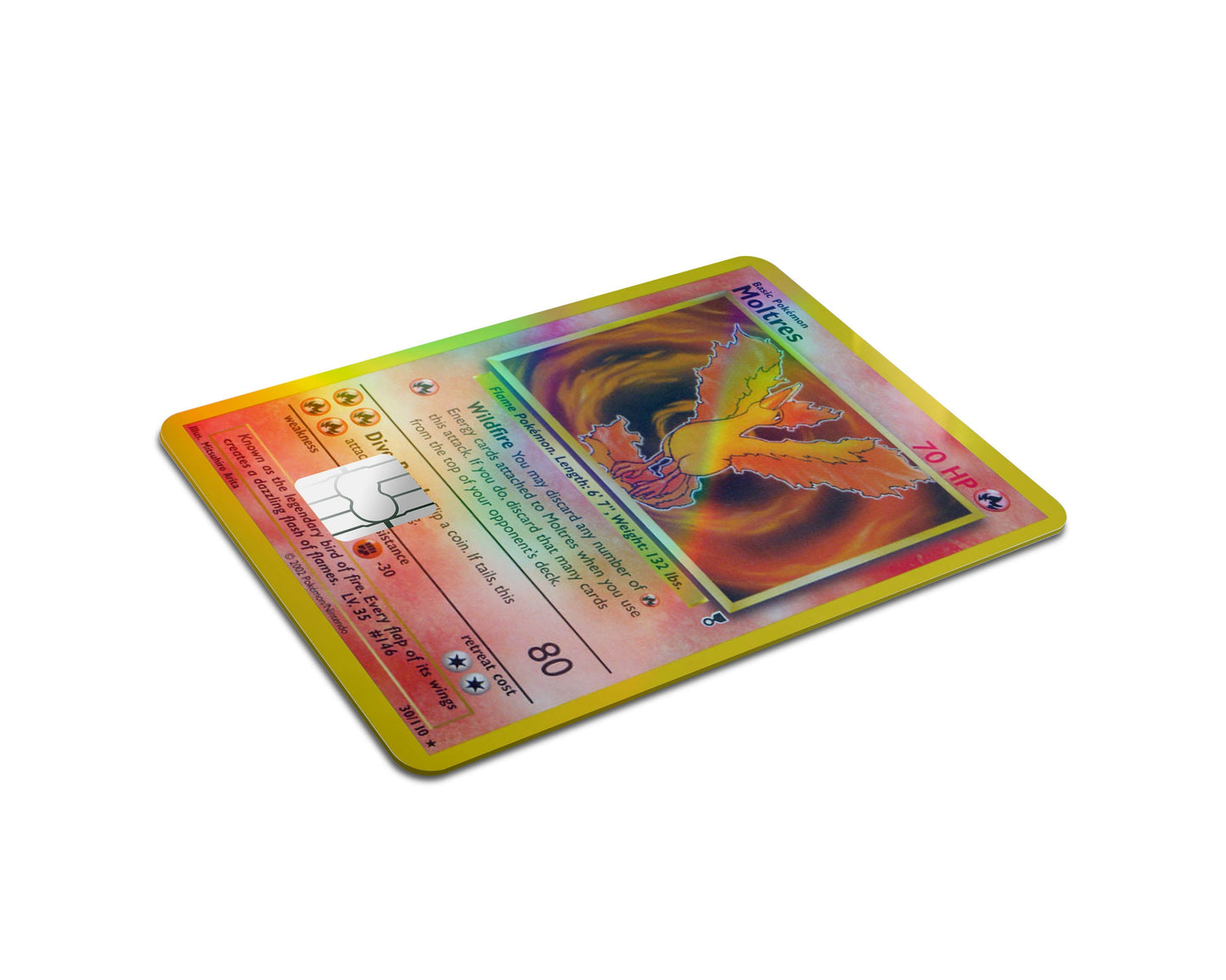 Anime Town Creations Holographic Credit Card Moltres Pokemon Card Full Skins - Anime Pokemon Holographic Credit Card Skin