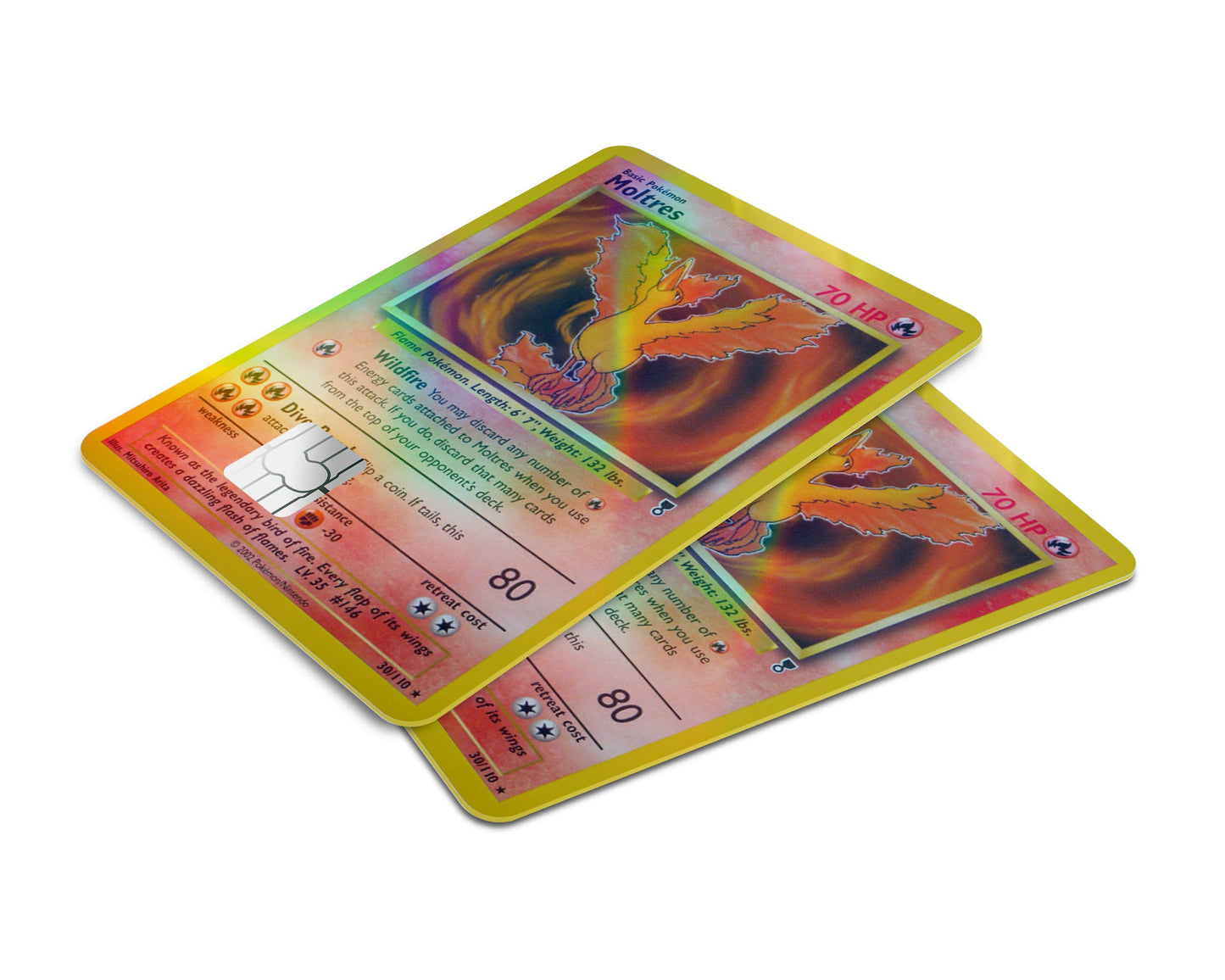 Anime Town Creations Holographic Credit Card Moltres Pokemon Card Window Skins - Anime Pokemon Holographic Credit Card Skin