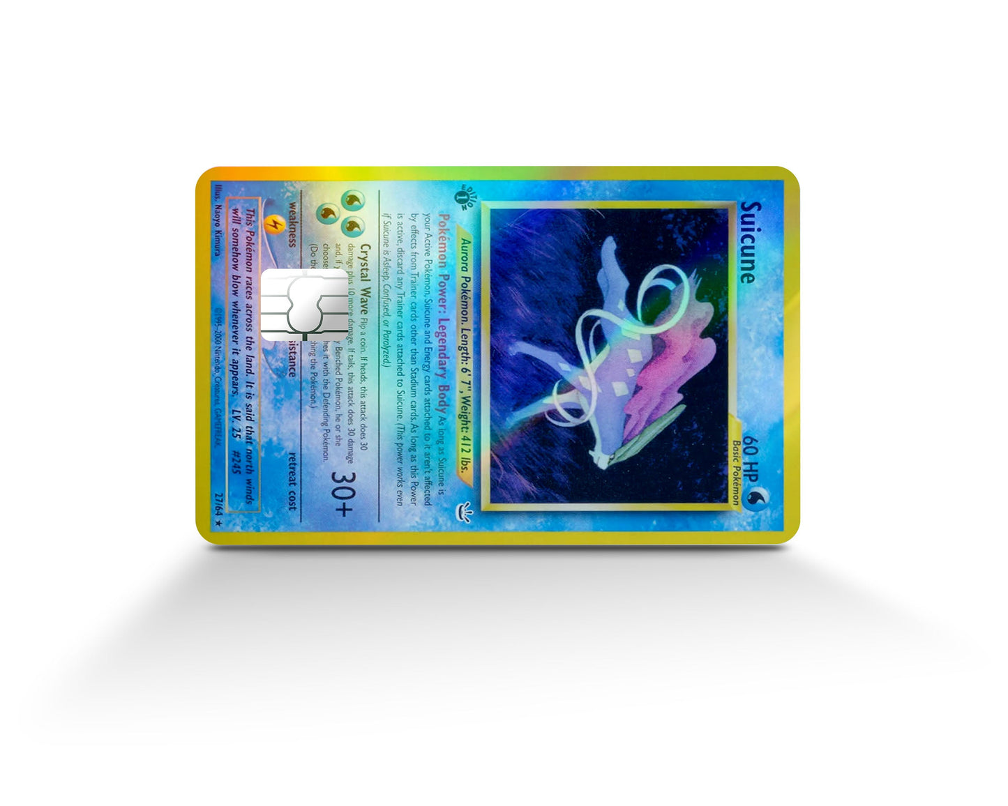 Anime Town Creations Holographic Credit Card Suicune Pokemon Card Full Skins - Anime Pokemon Holographic Credit Card Skin