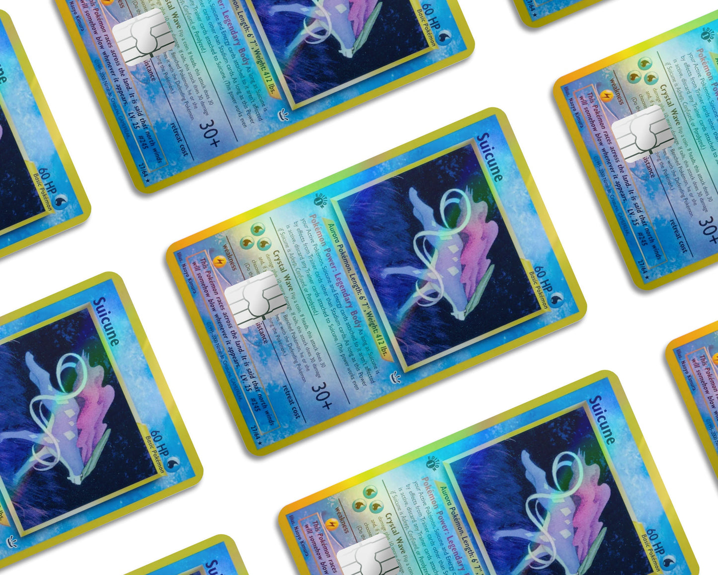Anime Town Creations Holographic Credit Card Suicune Pokemon Card Window Skins - Anime Pokemon Holographic Credit Card Skin