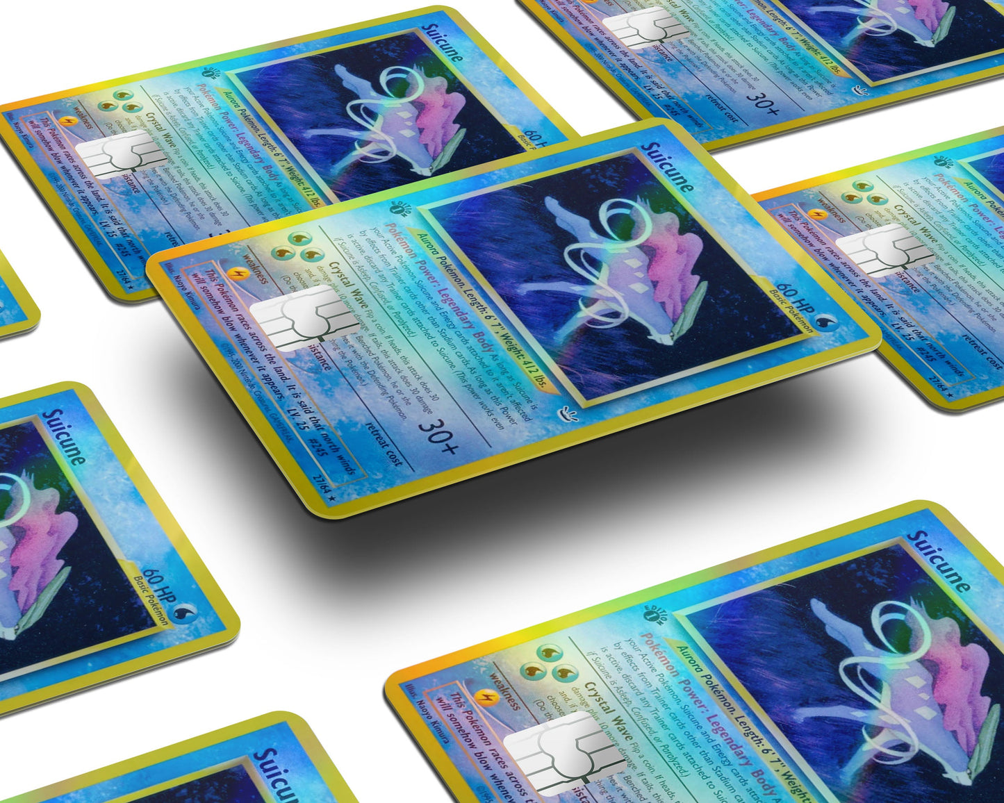 Anime Town Creations Holographic Credit Card Suicune Pokemon Card Window Skins - Anime Pokemon Holographic Credit Card Skin
