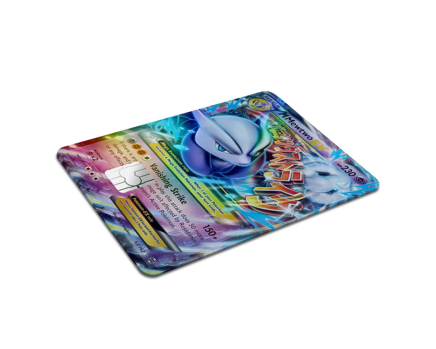 Anime Town Creations Holographic Credit Card Mega Mewtwo X Pokemon Card Full Skins - Anime Pokemon Holographic Credit Card Skin