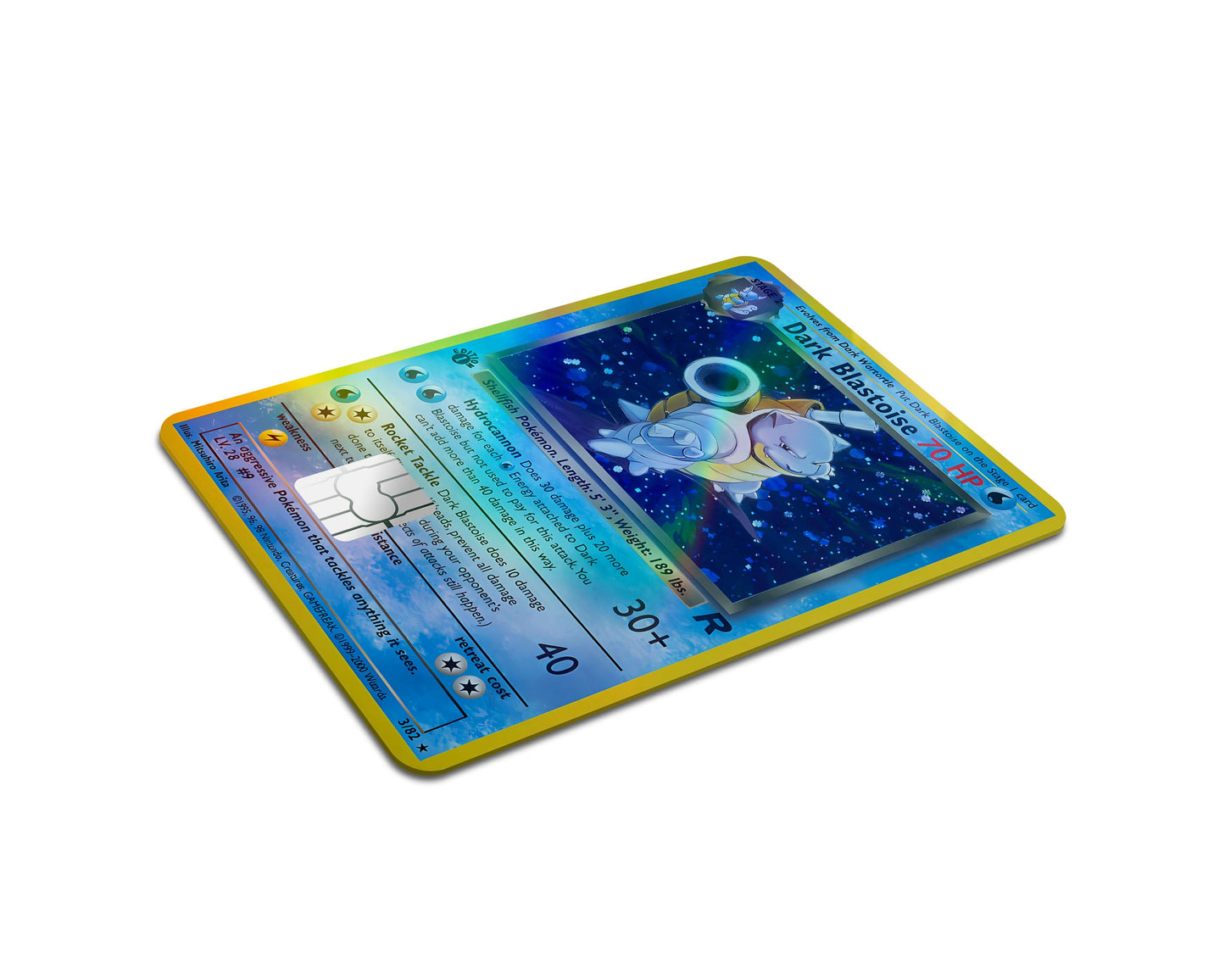 Anime Town Creations Holographic Credit Card Dark Blastoise Pokemon Card Full Skins - Anime Pokemon Holographic Credit Card Skin