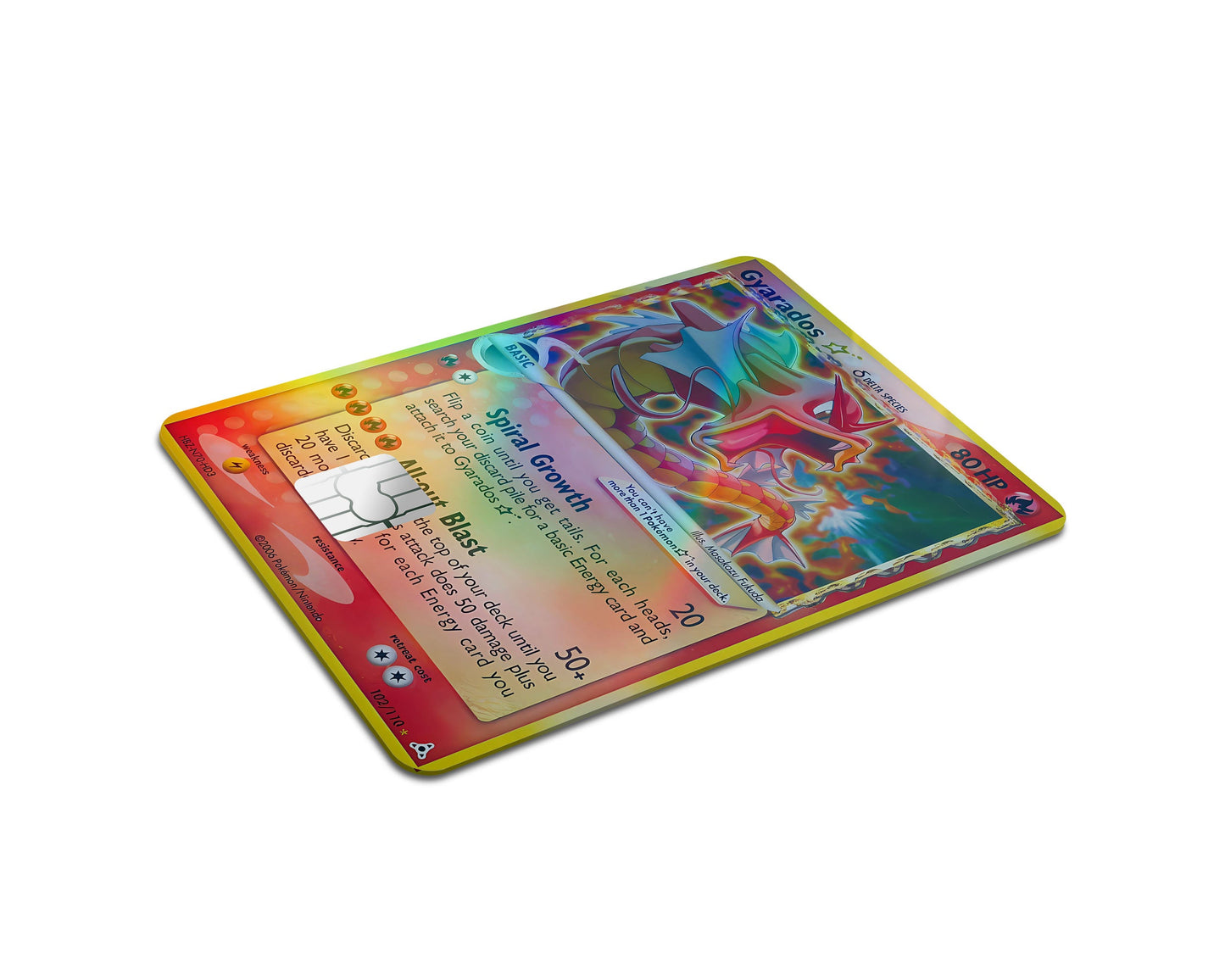 Anime Town Creations Holographic Credit Card Gyarados Star Pokemon Card Full Skins - Anime Pokemon Holographic Credit Card Skin