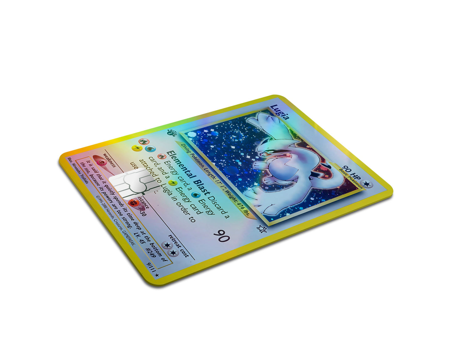 Anime Town Creations Holographic Credit Card Lugia Pokemon Card Full Skins - Anime Pokemon Holographic Credit Card Skin