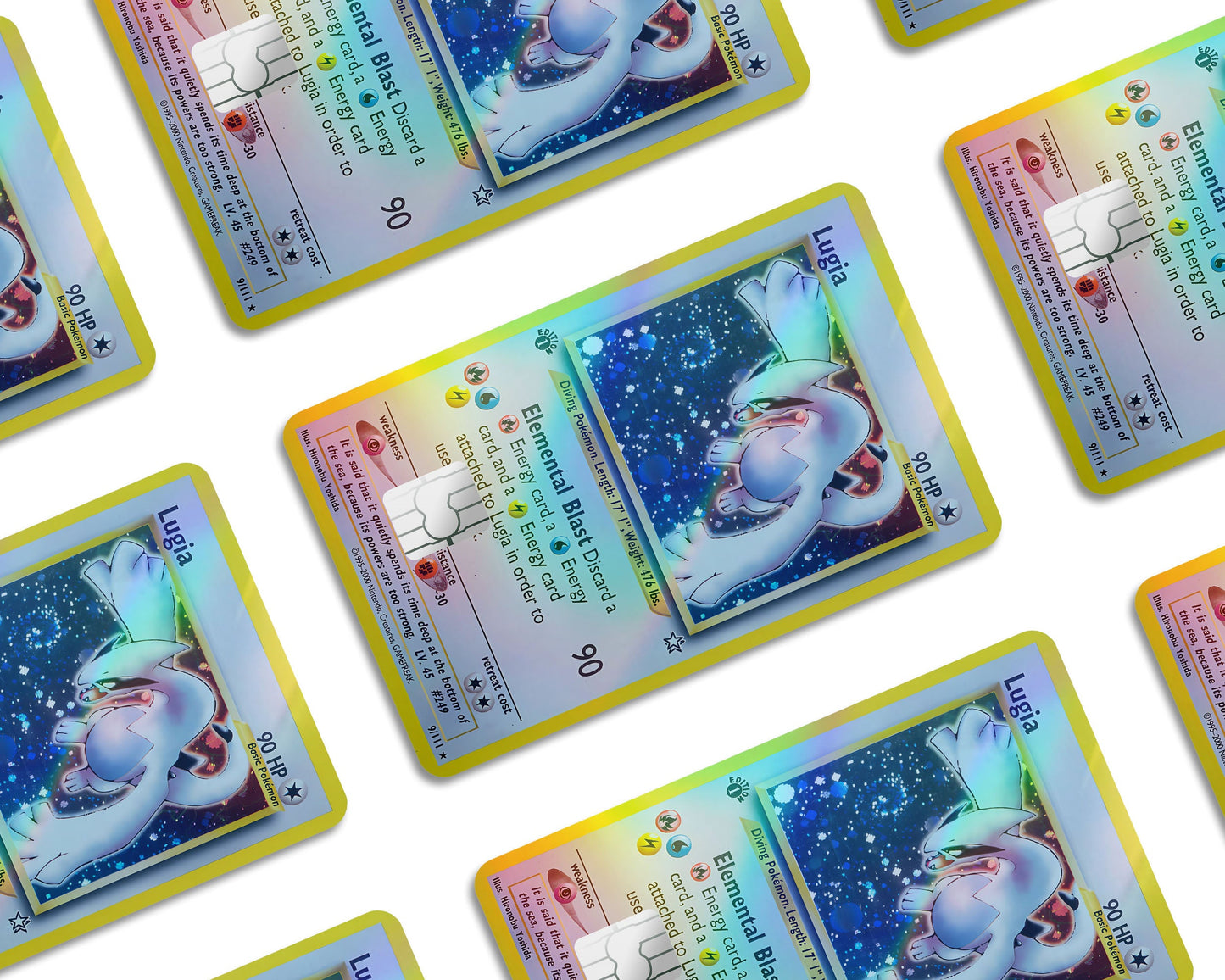 Anime Town Creations Holographic Credit Card Lugia Pokemon Card Window Skins - Anime Pokemon Holographic Credit Card Skin