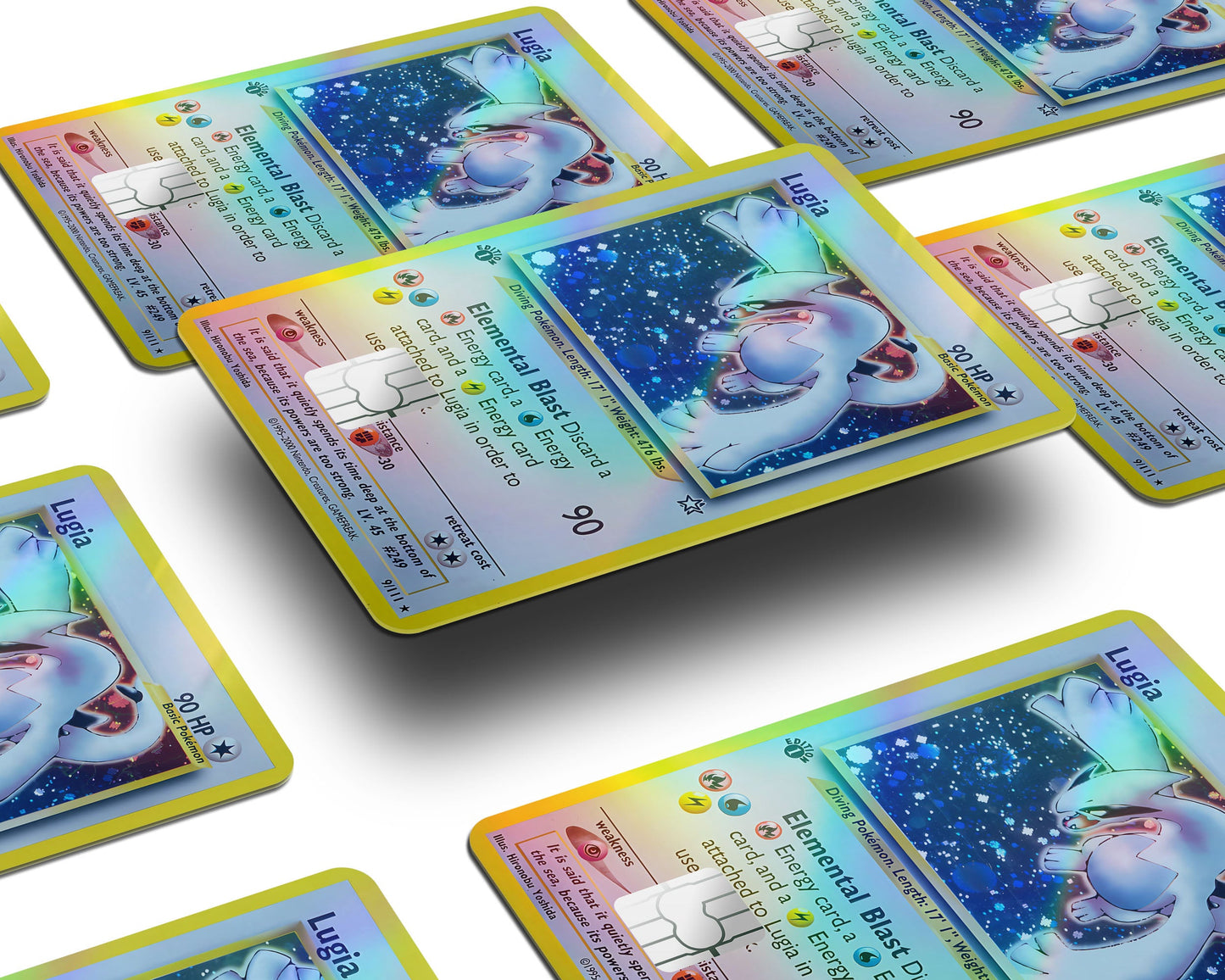 Anime Town Creations Holographic Credit Card Lugia Pokemon Card Window Skins - Anime Pokemon Holographic Credit Card Skin