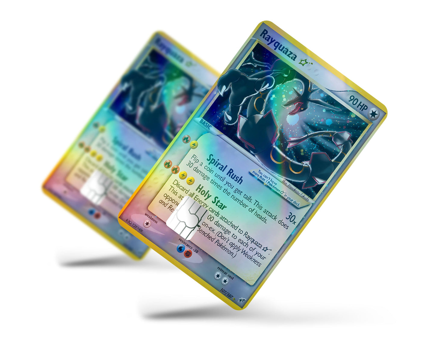 Anime Town Creations Holographic Credit Card Promo Rayquaza Star Pokemon Card Full Skins - Anime Pokemon Holographic Credit Card Skin