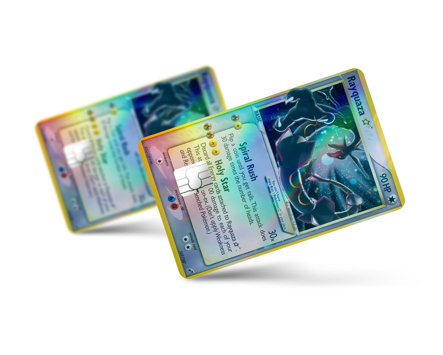 Anime Town Creations Holographic Credit Card Promo Rayquaza Star Pokemon Card Full Skins - Anime Pokemon Holographic Credit Card Skin