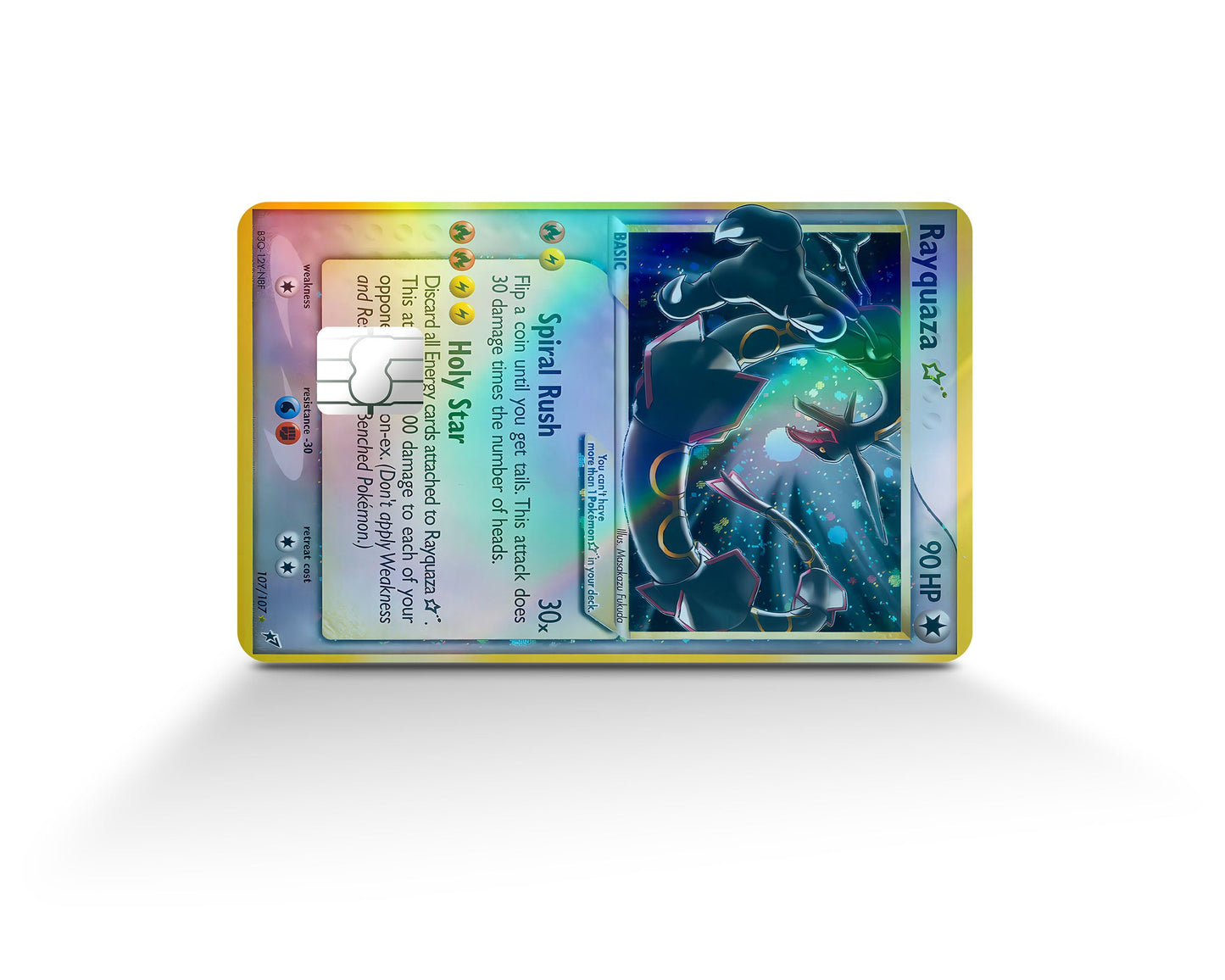 Anime Town Creations Holographic Credit Card Promo Rayquaza Star Pokemon Card Full Skins - Anime Pokemon Holographic Credit Card Skin