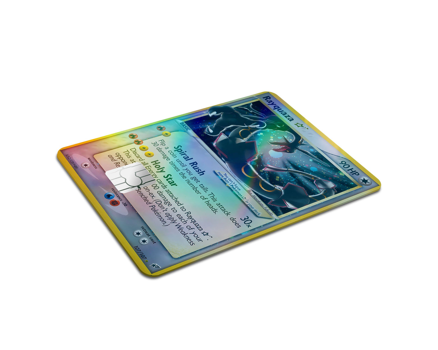 Anime Town Creations Holographic Credit Card Promo Rayquaza Star Pokemon Card Full Skins - Anime Pokemon Holographic Credit Card Skin