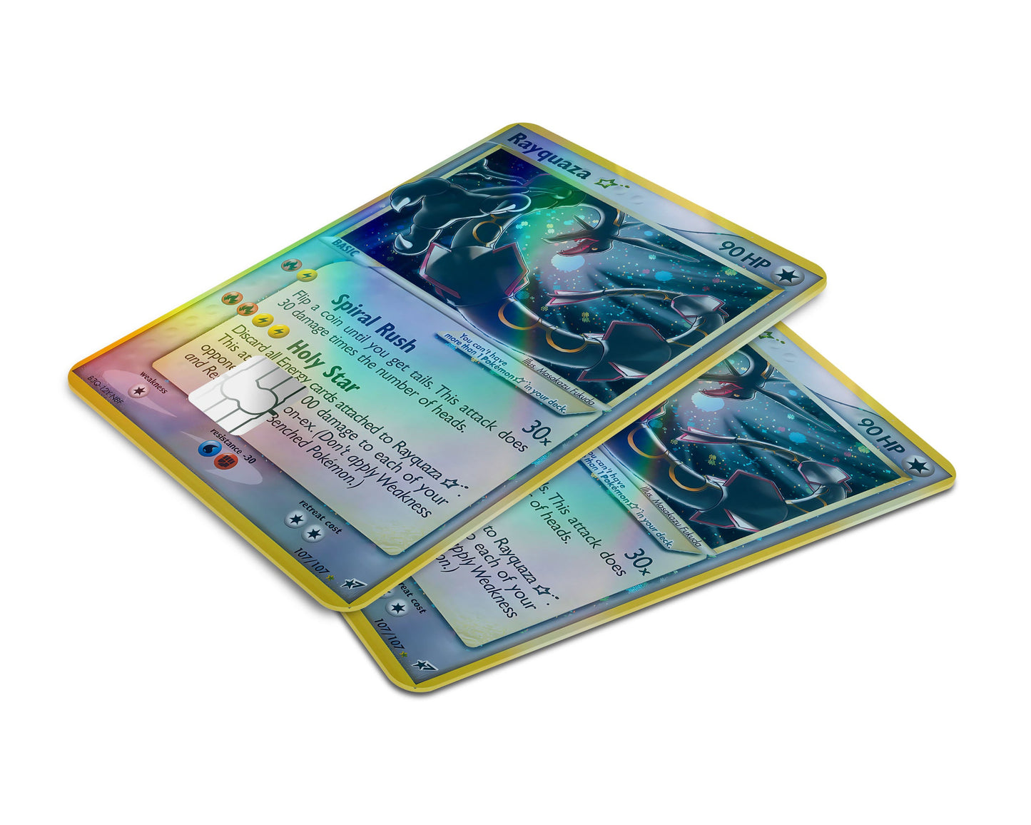 Anime Town Creations Holographic Credit Card Promo Rayquaza Star Pokemon Card Window Skins - Anime Pokemon Holographic Credit Card Skin