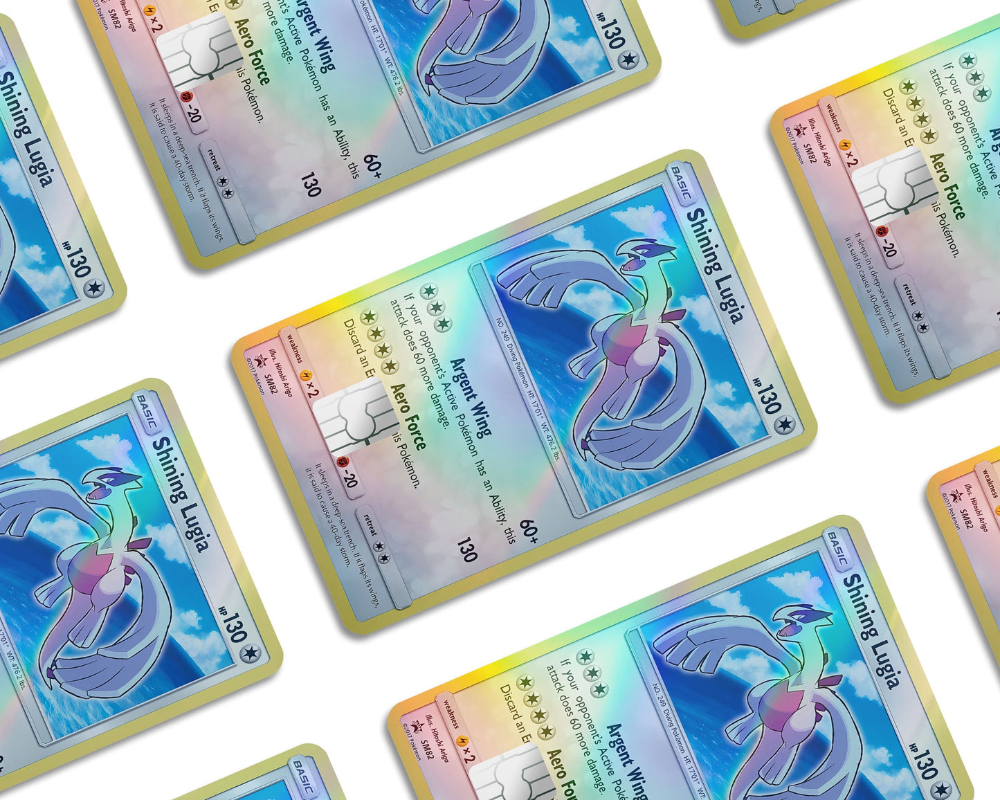 Anime Town Creations Holographic Credit Card Shining Lugia Pokemon Card Window Skins - Anime Pokemon Holographic Credit Card Skin
