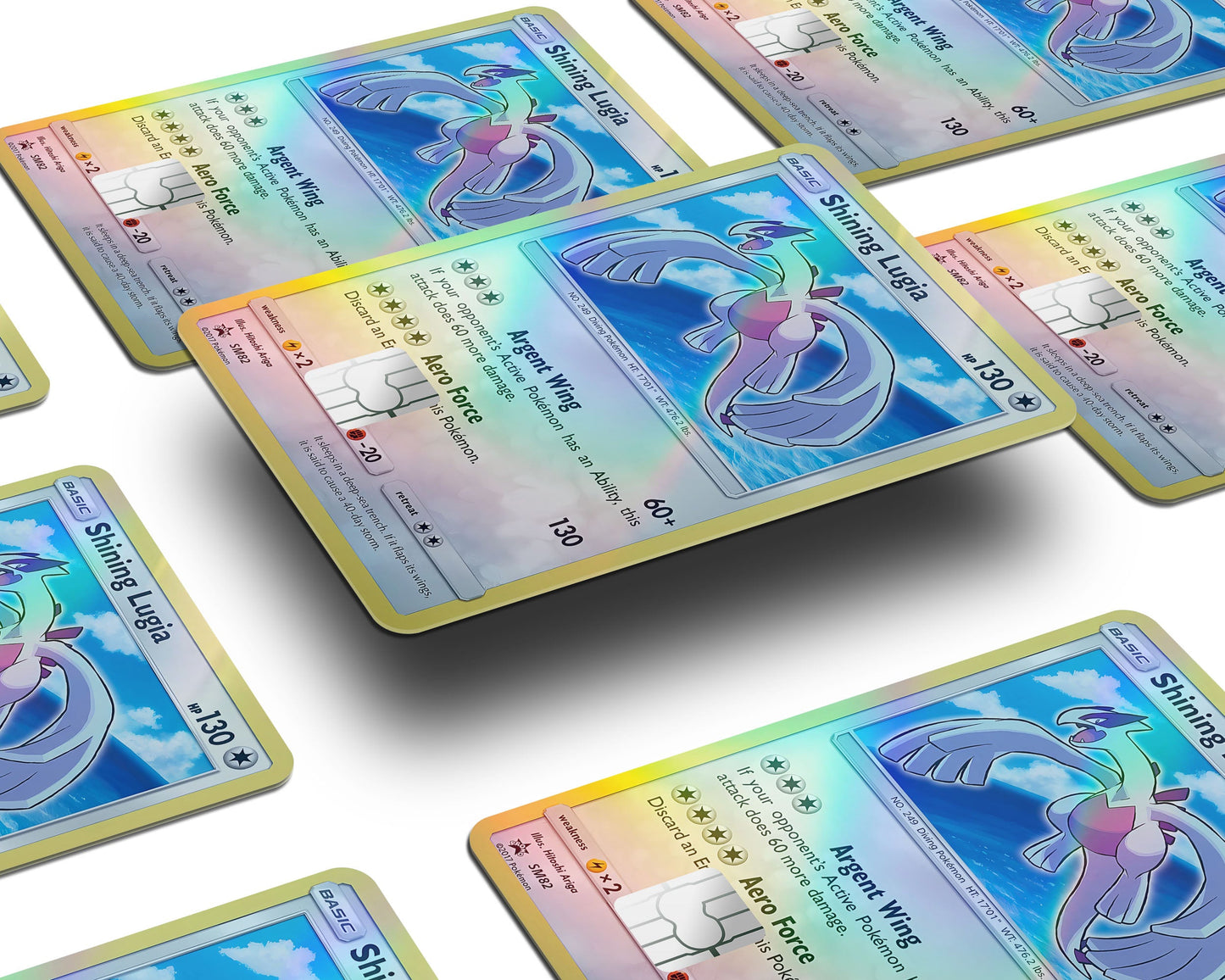 Anime Town Creations Holographic Credit Card Shining Lugia Pokemon Card Window Skins - Anime Pokemon Holographic Credit Card Skin