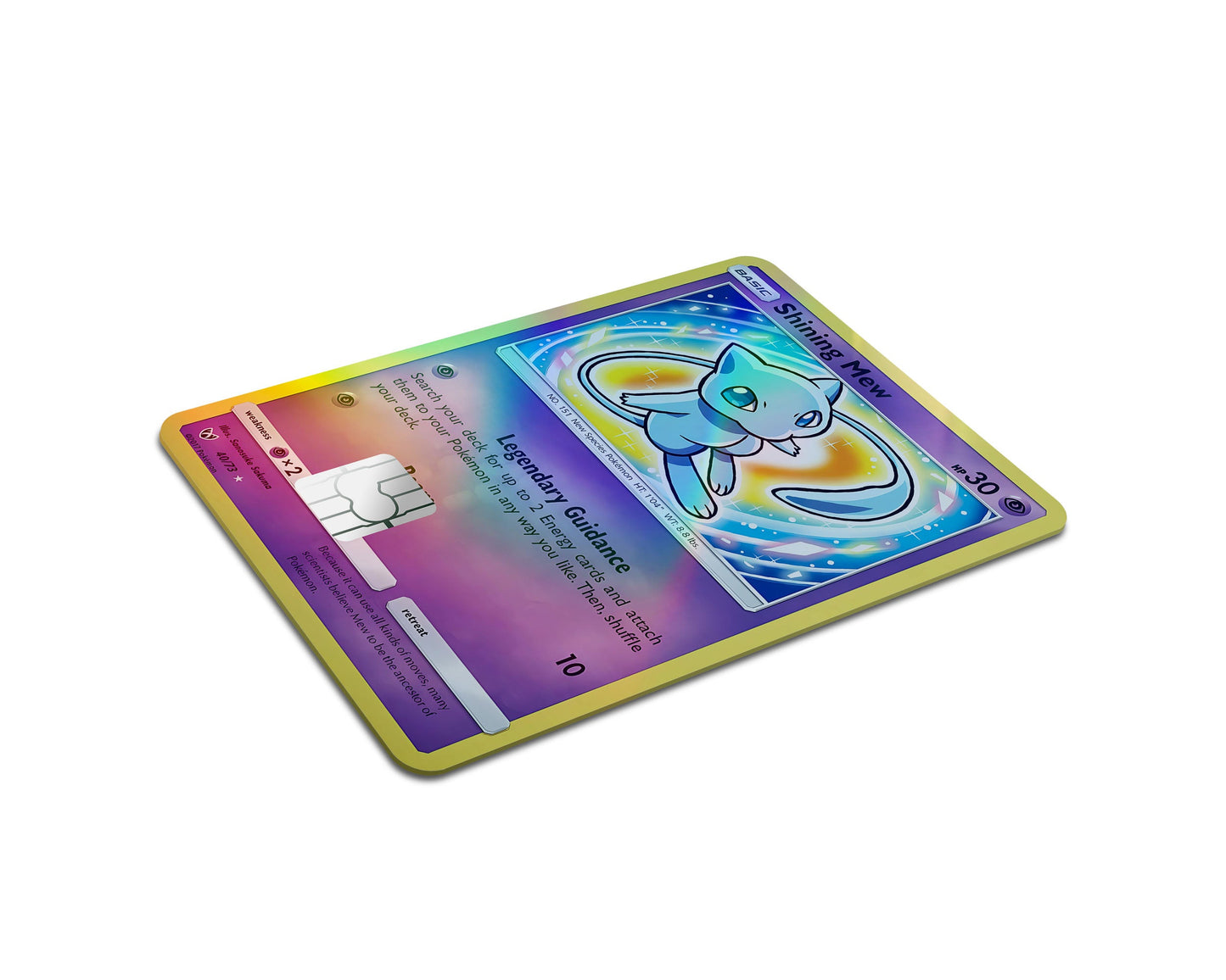 Anime Town Creations Holographic Credit Card Shining Mew Pokemon Card Full Skins - Anime Pokemon Holographic Credit Card Skin