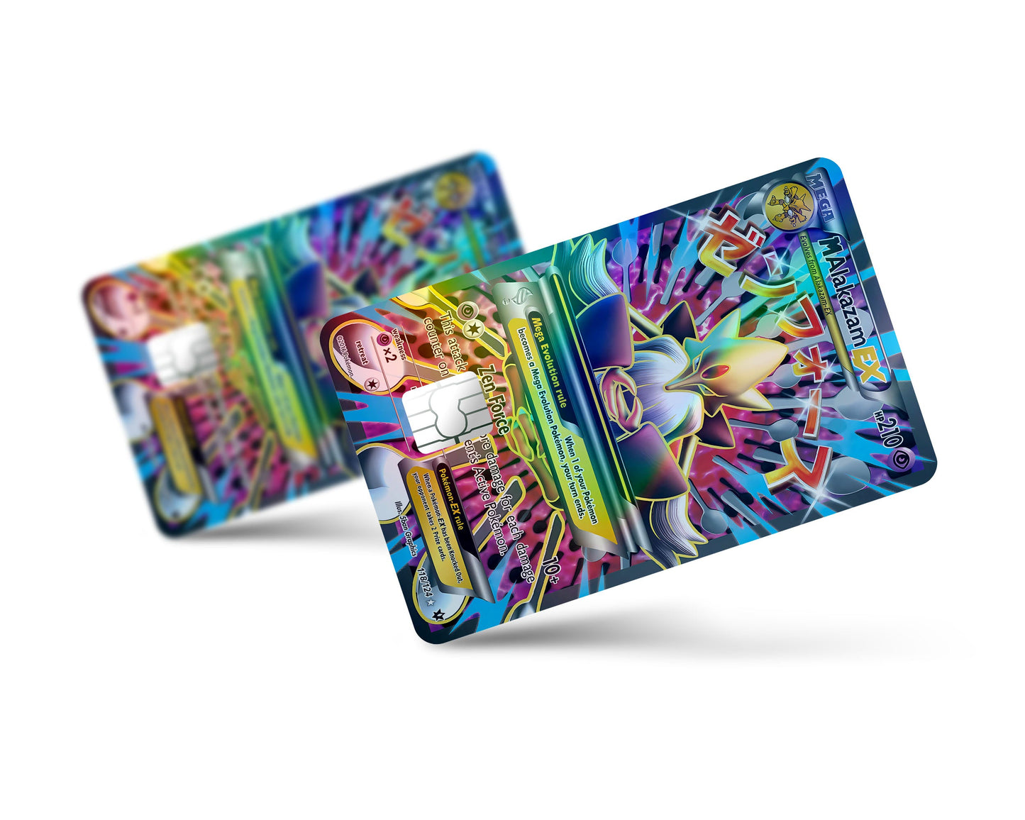 Anime Town Creations Holographic Credit Card Mega Alakazam Pokemon Card Full Skins - Anime Pokemon Holographic Credit Card Skin