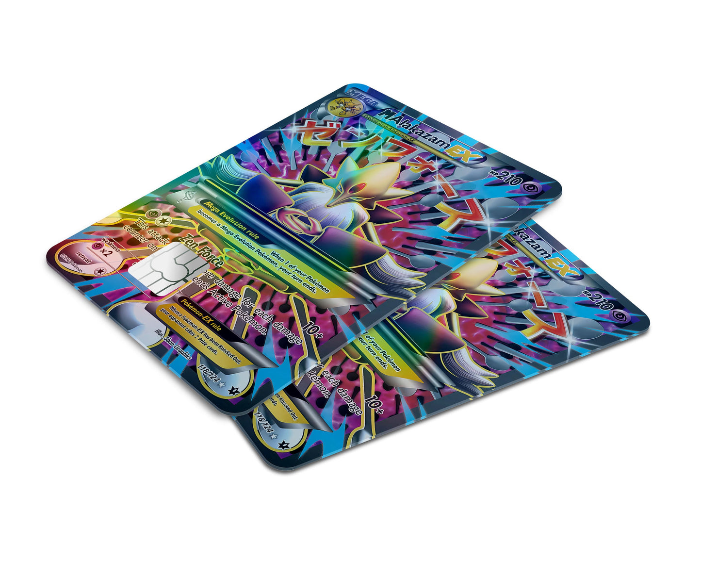 Anime Town Creations Holographic Credit Card Mega Alakazam Pokemon Card Window Skins - Anime Pokemon Holographic Credit Card Skin