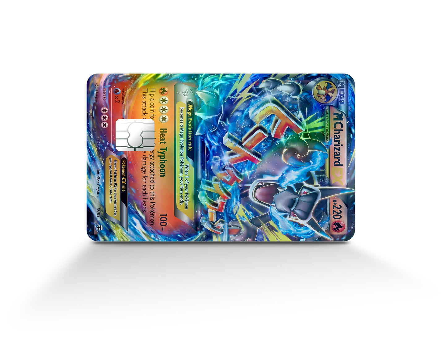 Anime Town Creations Holographic Credit Card Mega Charizard X Pokemon Card Full Skins - Anime Pokemon Holographic Credit Card Skin