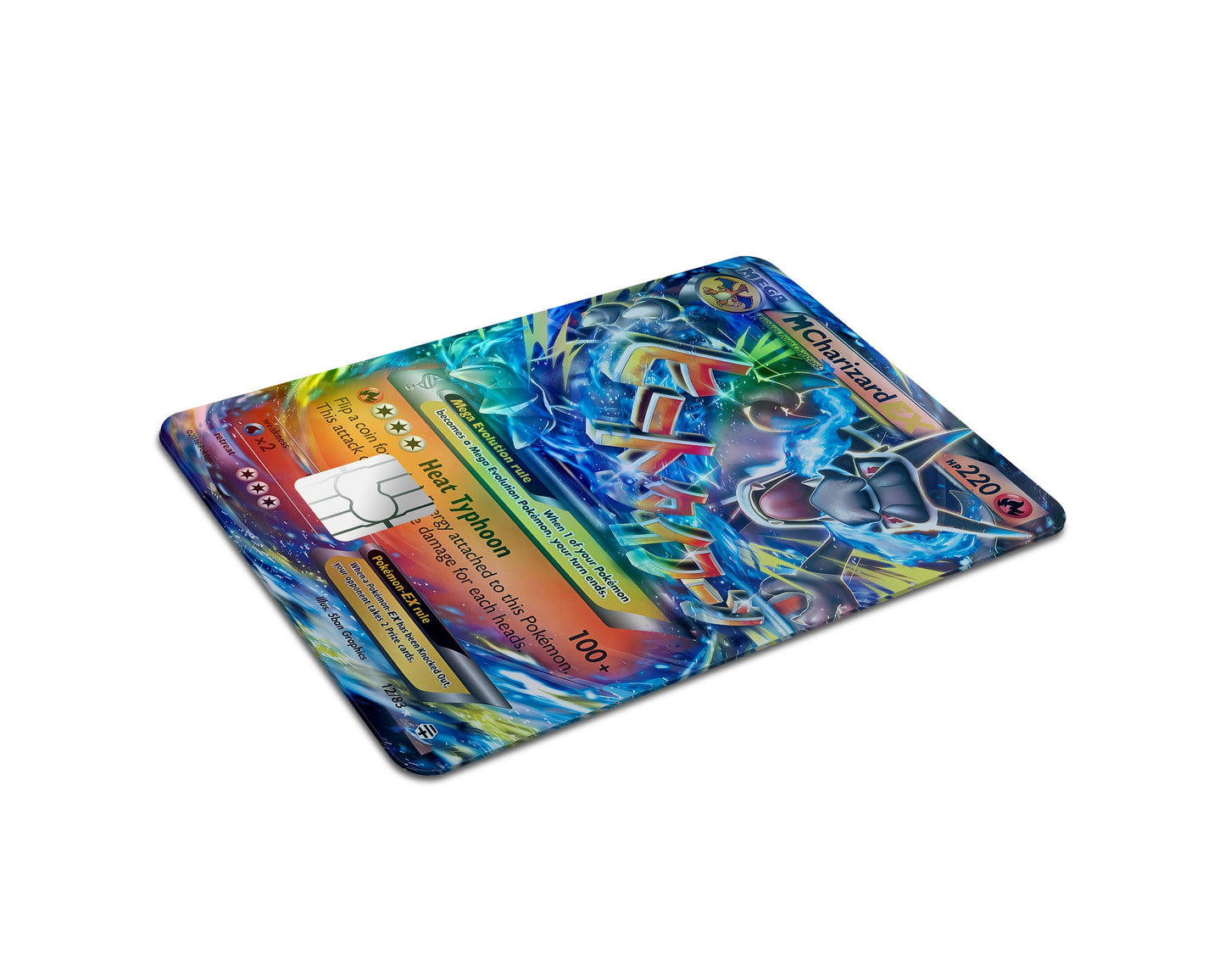 Anime Town Creations Holographic Credit Card Mega Charizard X Pokemon Card Full Skins - Anime Pokemon Holographic Credit Card Skin
