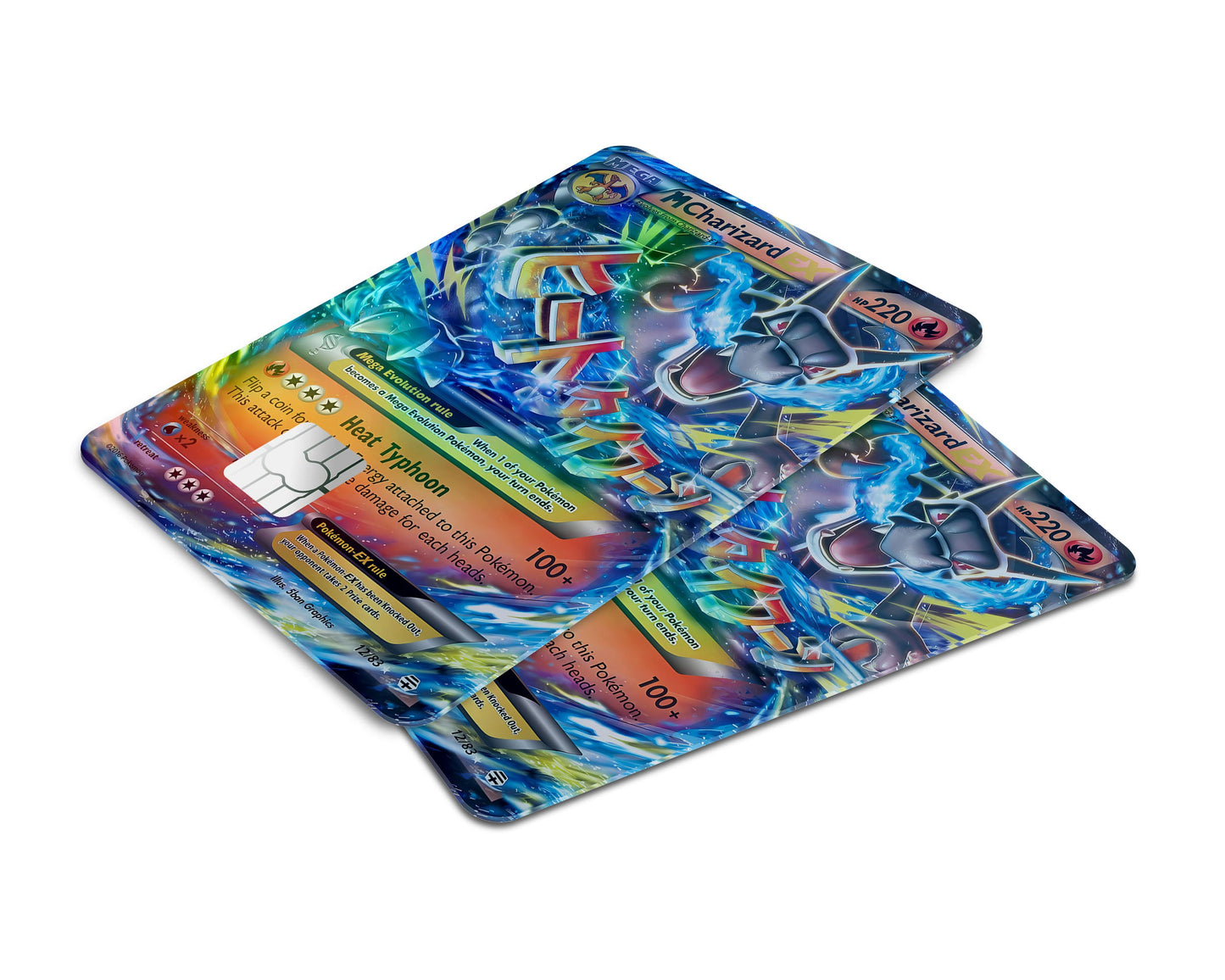 Anime Town Creations Holographic Credit Card Mega Charizard X Pokemon Card Window Skins - Anime Pokemon Holographic Credit Card Skin