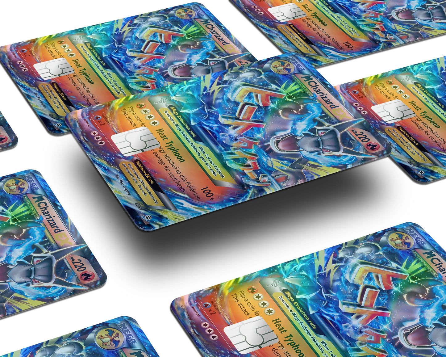 Anime Town Creations Holographic Credit Card Mega Charizard X Pokemon Card Window Skins - Anime Pokemon Holographic Credit Card Skin