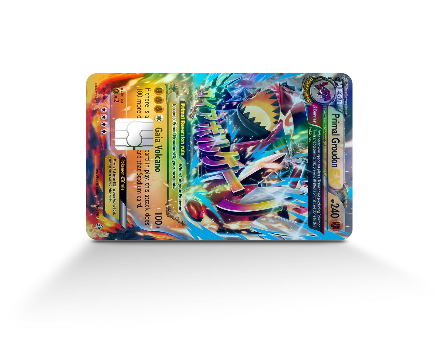 Anime Town Creations Holographic Credit Card Mega Primal Groudon Pokemon Card Full Skins - Anime Pokemon Holographic Credit Card Skin