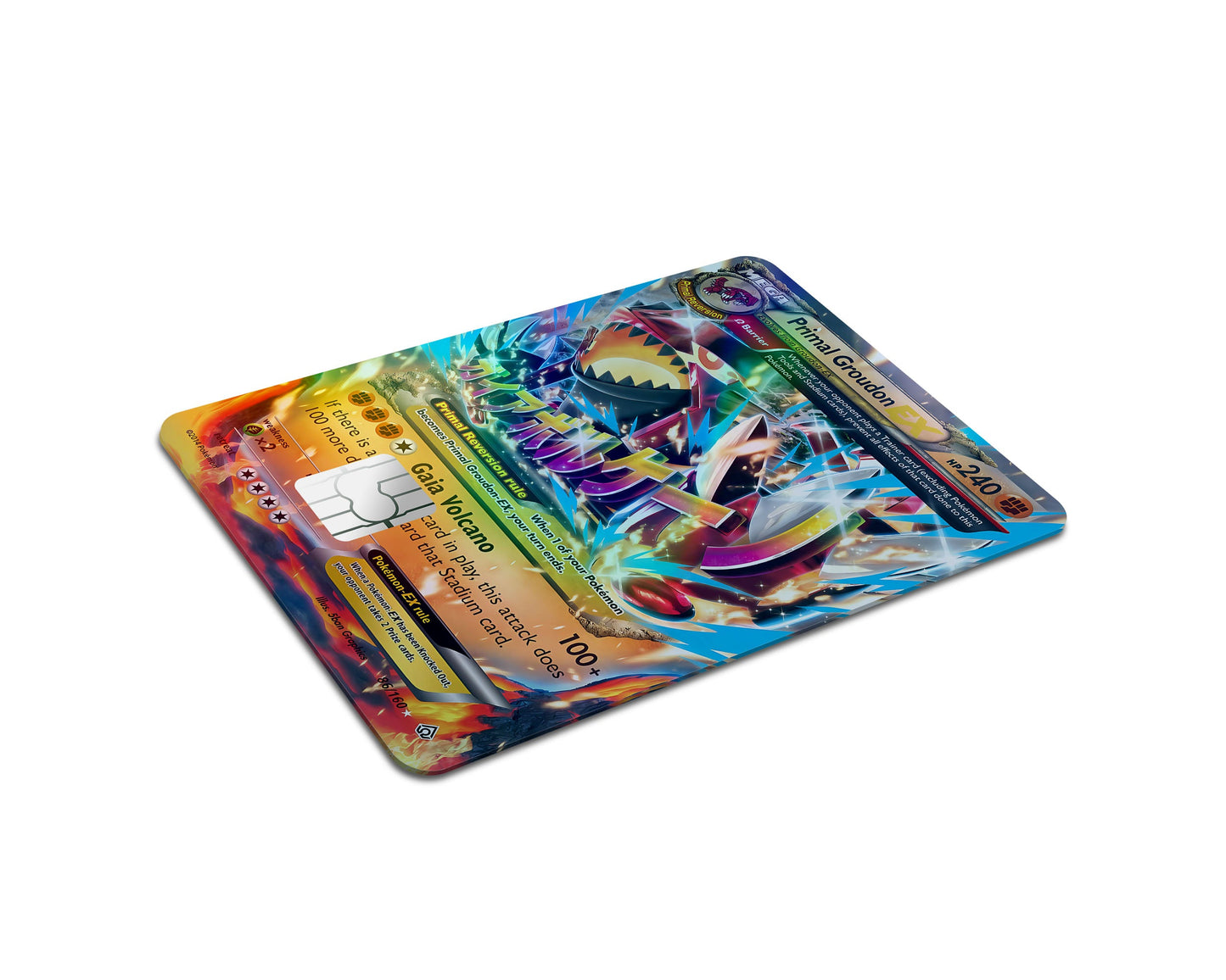 Anime Town Creations Holographic Credit Card Mega Primal Groudon Pokemon Card Full Skins - Anime Pokemon Holographic Credit Card Skin