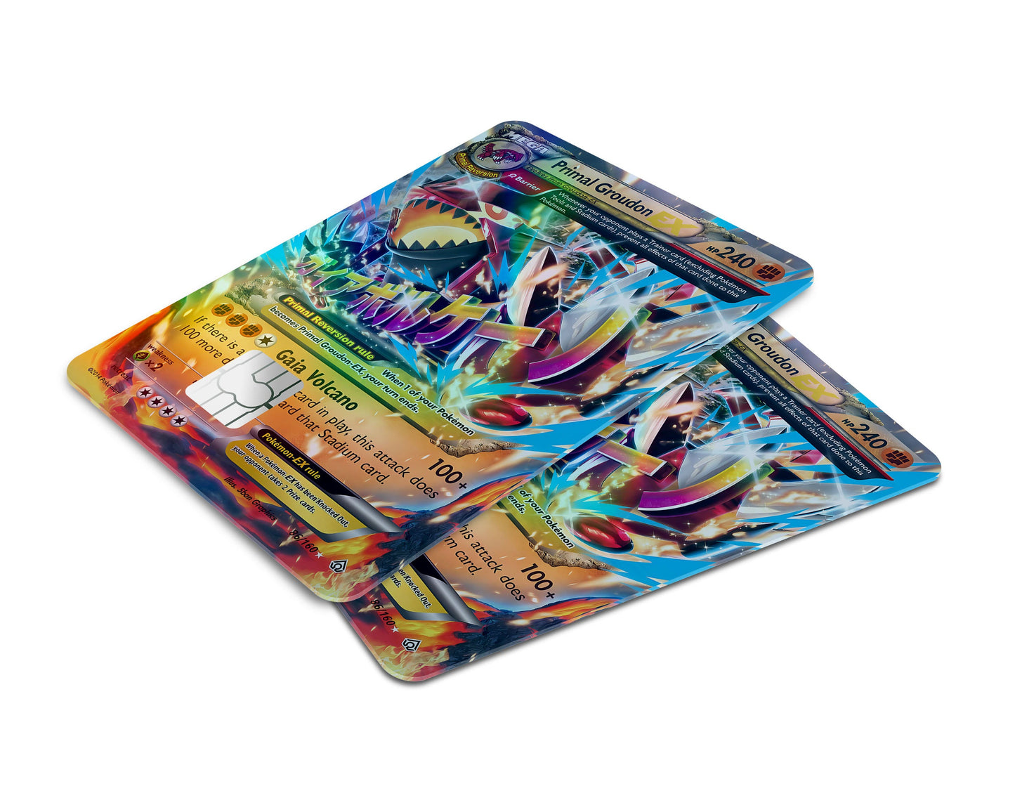 Anime Town Creations Holographic Credit Card Mega Primal Groudon Pokemon Card Window Skins - Anime Pokemon Holographic Credit Card Skin