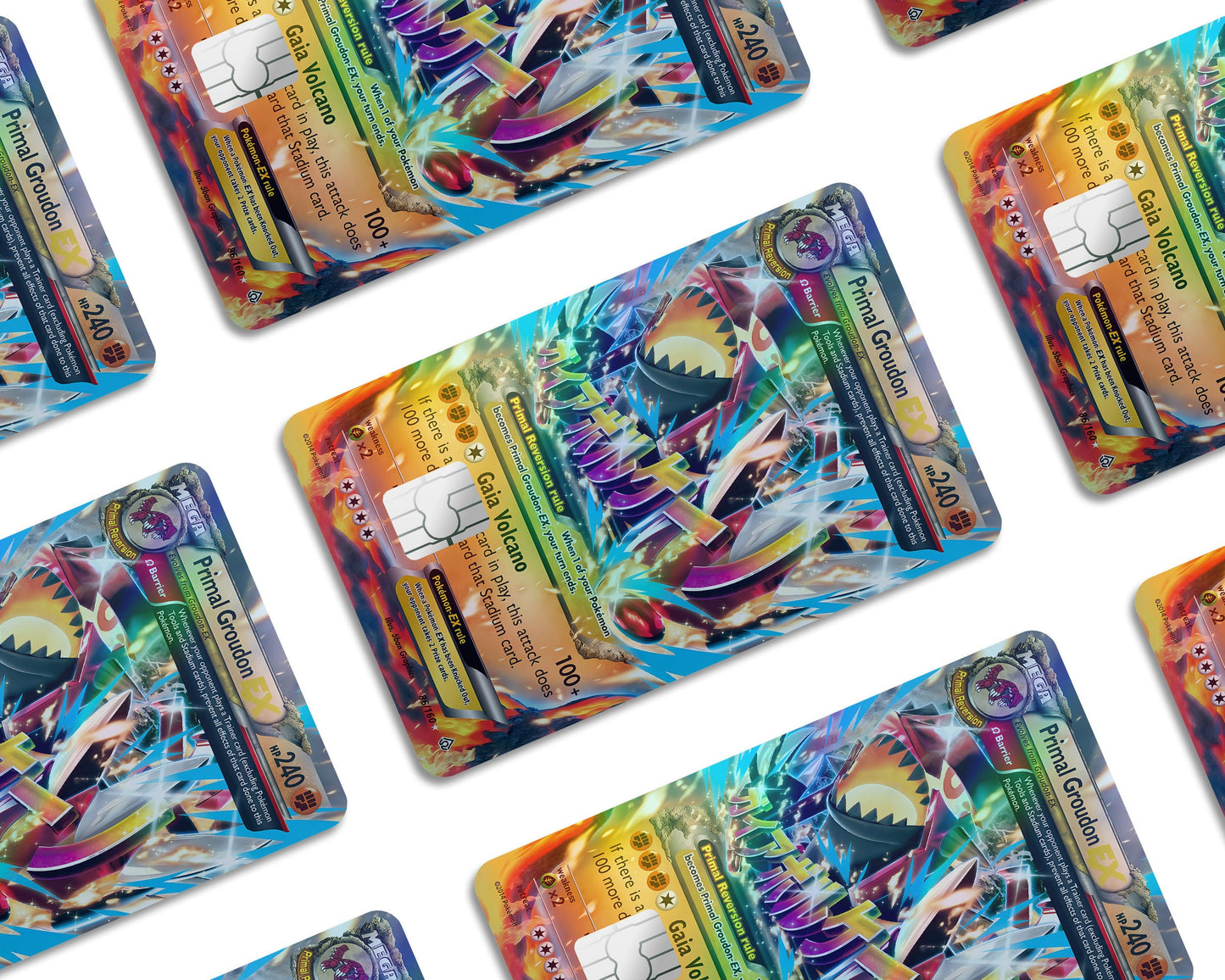Anime Town Creations Holographic Credit Card Mega Primal Groudon Pokemon Card Window Skins - Anime Pokemon Holographic Credit Card Skin