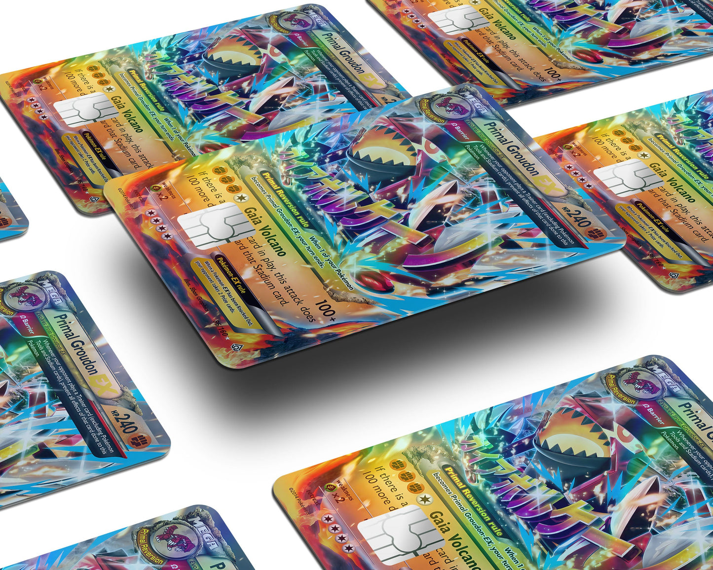 Anime Town Creations Holographic Credit Card Mega Primal Groudon Pokemon Card Window Skins - Anime Pokemon Holographic Credit Card Skin