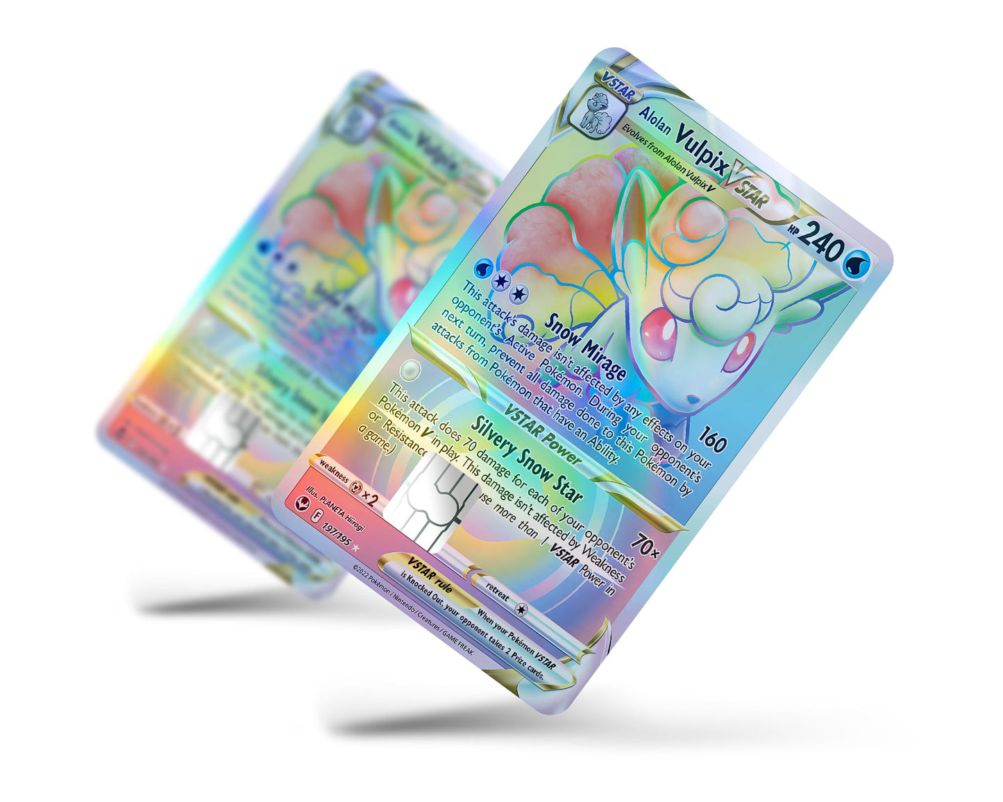 Anime Town Creations Holographic Credit Card Rainbow Alohan Vulpix Pokemon Card Full Skins - Anime Pokemon Holographic Credit Card Skin