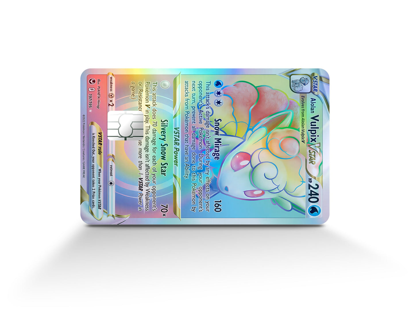 Anime Town Creations Holographic Credit Card Rainbow Alohan Vulpix Pokemon Card Full Skins - Anime Pokemon Holographic Credit Card Skin