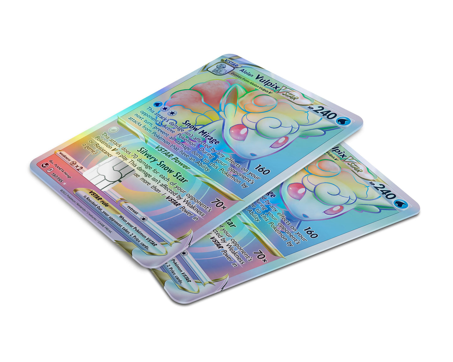 Anime Town Creations Holographic Credit Card Rainbow Alohan Vulpix Pokemon Card Window Skins - Anime Pokemon Holographic Credit Card Skin
