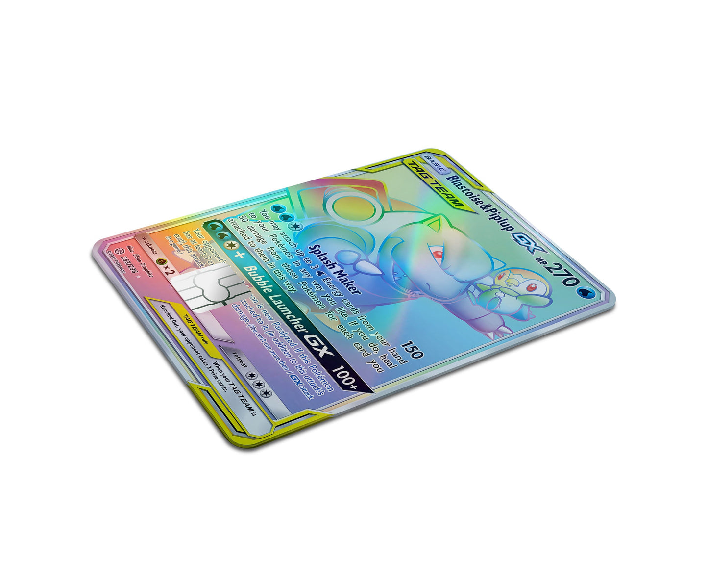 Anime Town Creations Holographic Credit Card Rainbow Blastoise Piplup Pokemon Card Full Skins - Anime Pokemon Holographic Credit Card Skin