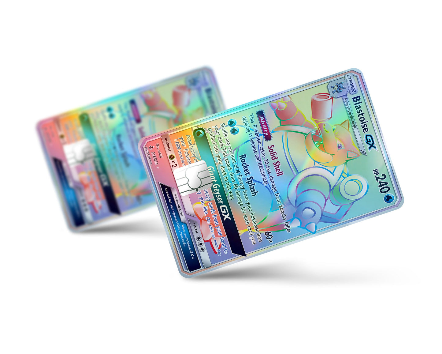 Anime Town Creations Holographic Credit Card Rainbow Blastoise Pokemon Card Full Skins - Anime Pokemon Holographic Credit Card Skin