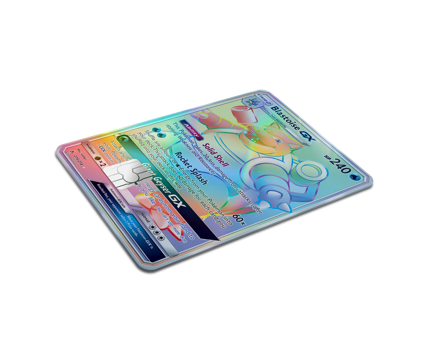Anime Town Creations Holographic Credit Card Rainbow Blastoise Pokemon Card Full Skins - Anime Pokemon Holographic Credit Card Skin