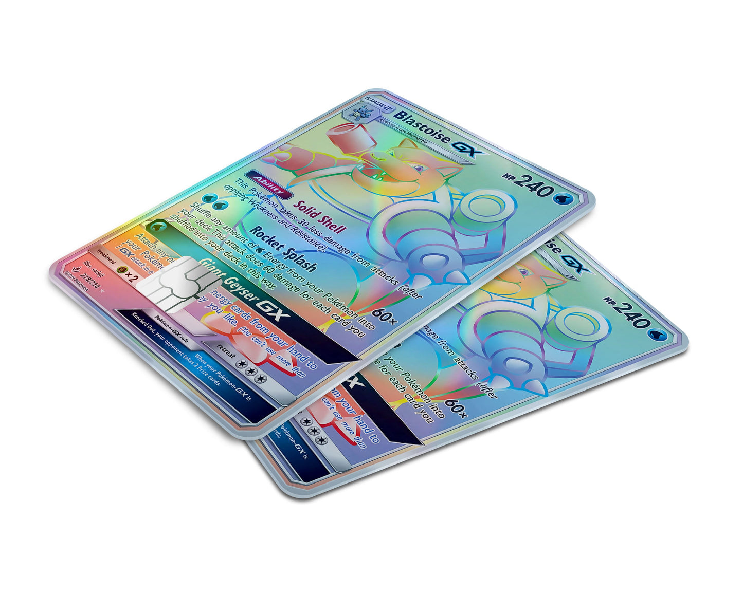 Anime Town Creations Holographic Credit Card Rainbow Blastoise Pokemon Card Window Skins - Anime Pokemon Holographic Credit Card Skin