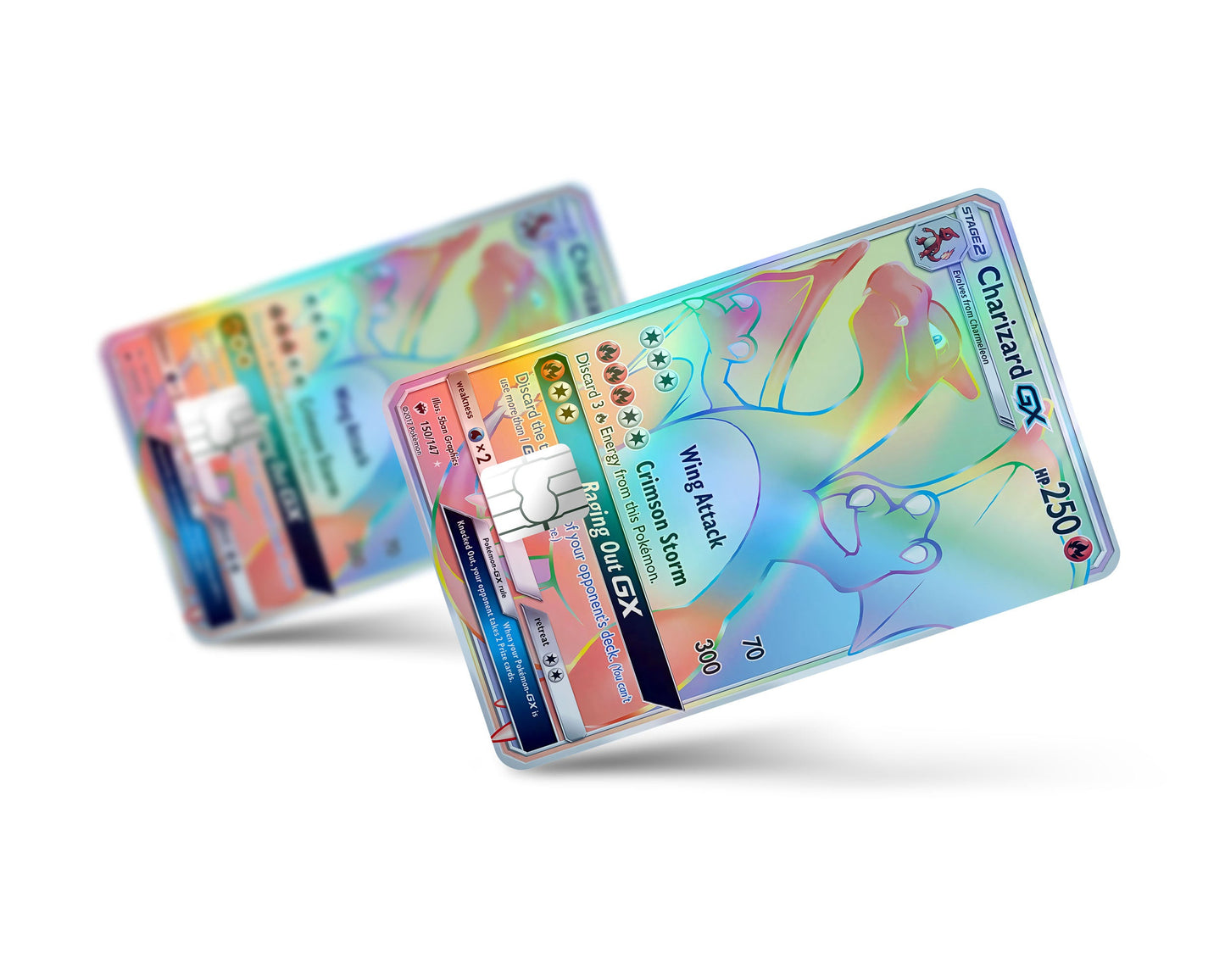 Anime Town Creations Holographic Credit Card Rainbow Charizard Pokemon Card Full Skins - Anime Pokemon Holographic Credit Card Skin