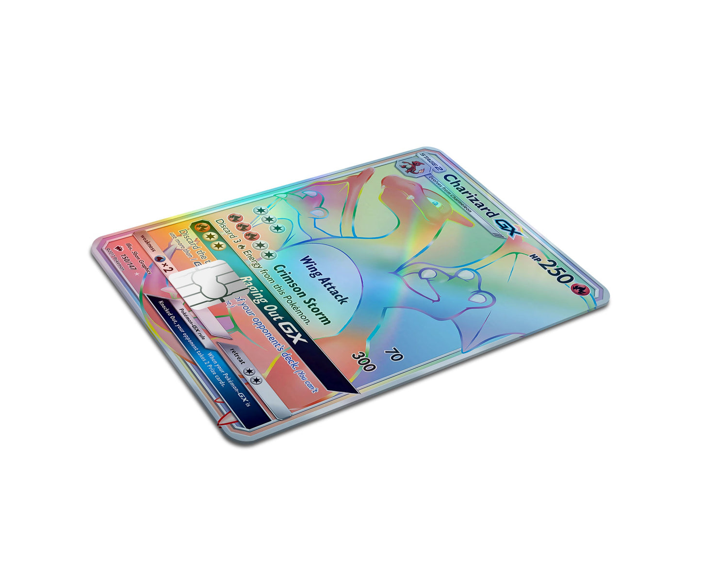 Anime Town Creations Holographic Credit Card Rainbow Charizard Pokemon Card Full Skins - Anime Pokemon Holographic Credit Card Skin