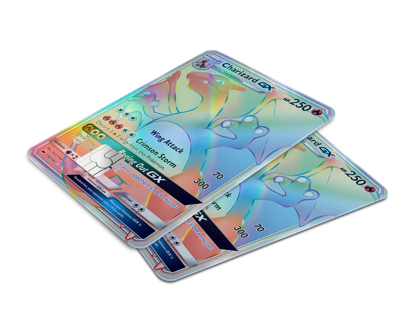 Anime Town Creations Holographic Credit Card Rainbow Charizard Pokemon Card Window Skins - Anime Pokemon Holographic Credit Card Skin