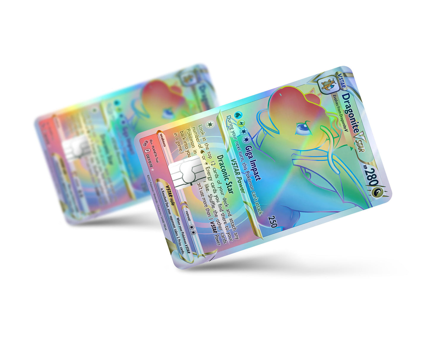 Anime Town Creations Holographic Credit Card Rainbow Dragonite Pokemon Card Full Skins - Anime Pokemon Holographic Credit Card Skin