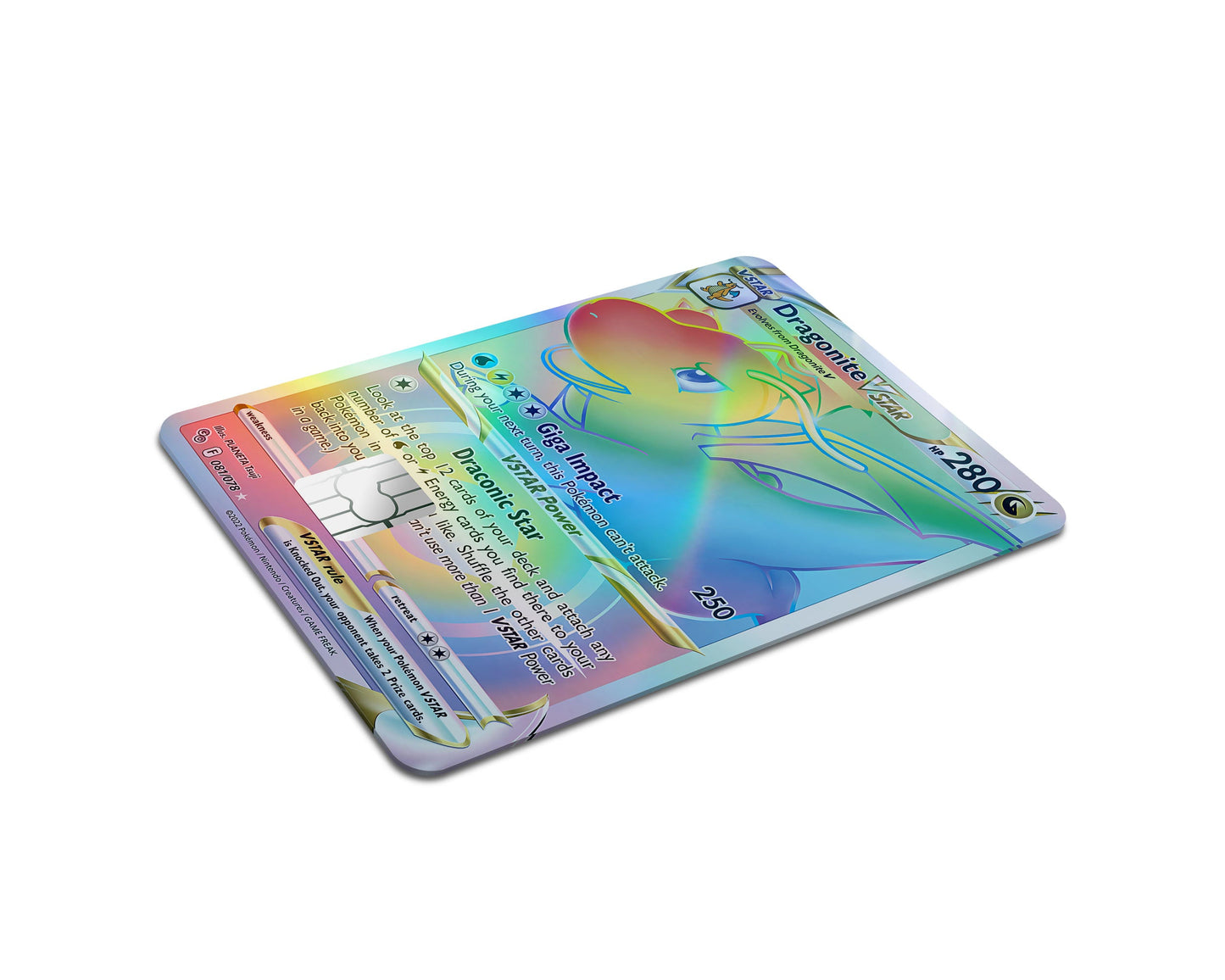 Anime Town Creations Holographic Credit Card Rainbow Dragonite Pokemon Card Full Skins - Anime Pokemon Holographic Credit Card Skin