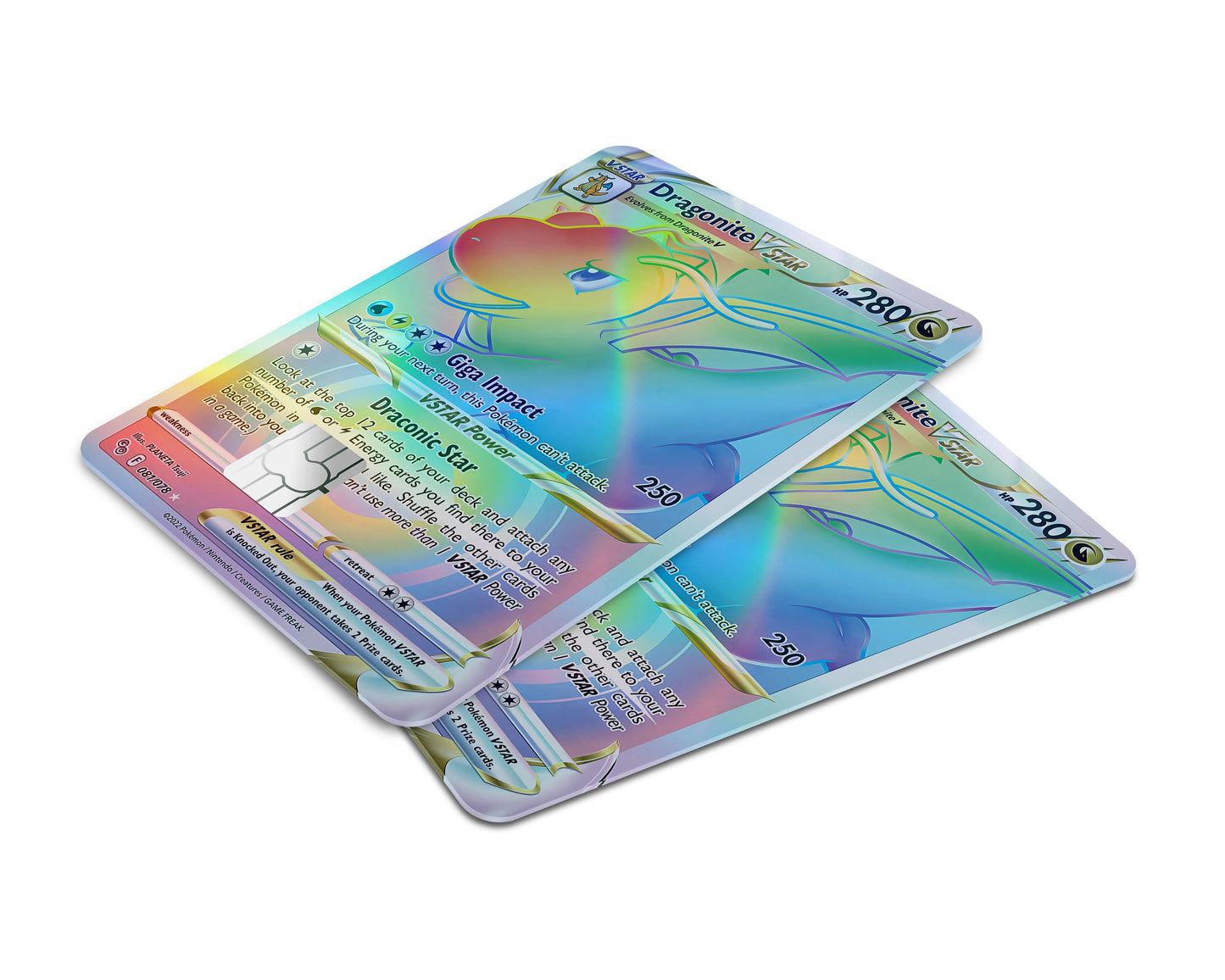 Anime Town Creations Holographic Credit Card Rainbow Dragonite Pokemon Card Window Skins - Anime Pokemon Holographic Credit Card Skin