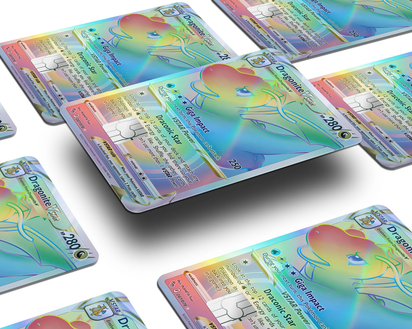 Anime Town Creations Holographic Credit Card Rainbow Dragonite Pokemon Card Window Skins - Anime Pokemon Holographic Credit Card Skin