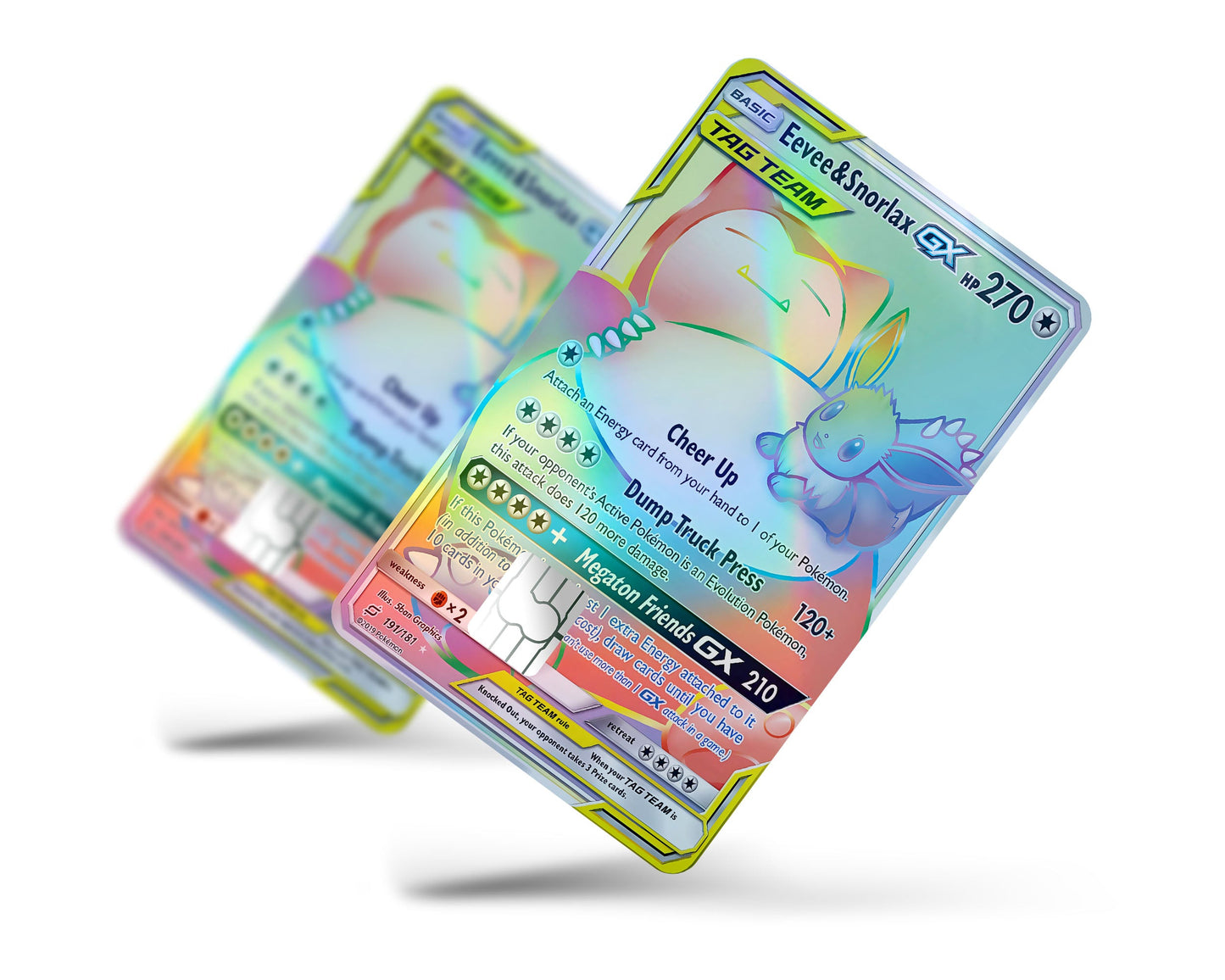 Anime Town Creations Holographic Credit Card Rainbow Eevee Snorlax Pokemon Card Full Skins - Anime Pokemon Holographic Credit Card Skin
