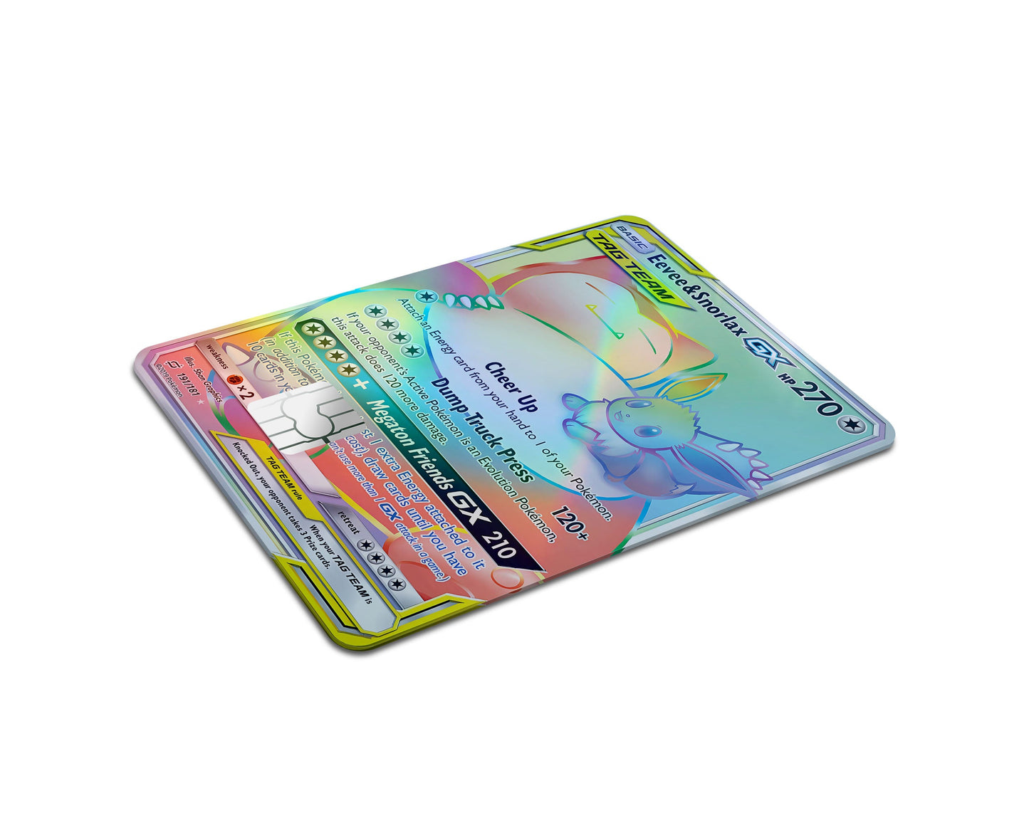Anime Town Creations Holographic Credit Card Rainbow Eevee Snorlax Pokemon Card Full Skins - Anime Pokemon Holographic Credit Card Skin