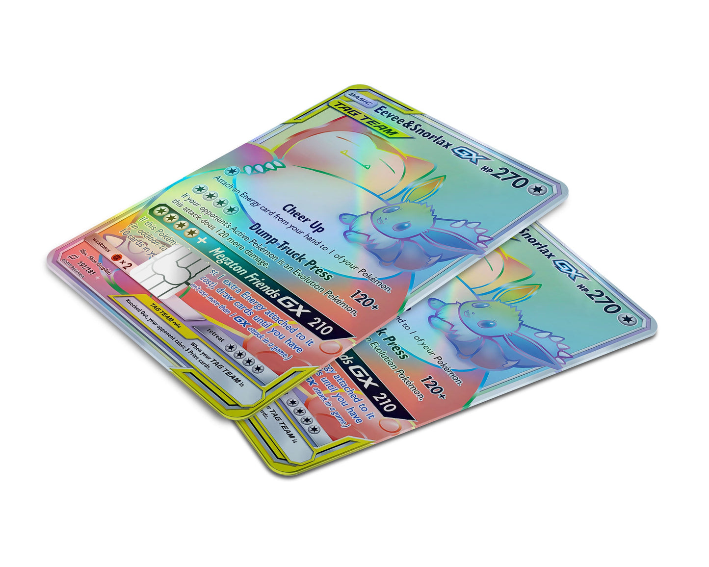 Anime Town Creations Holographic Credit Card Rainbow Eevee Snorlax Pokemon Card Window Skins - Anime Pokemon Holographic Credit Card Skin