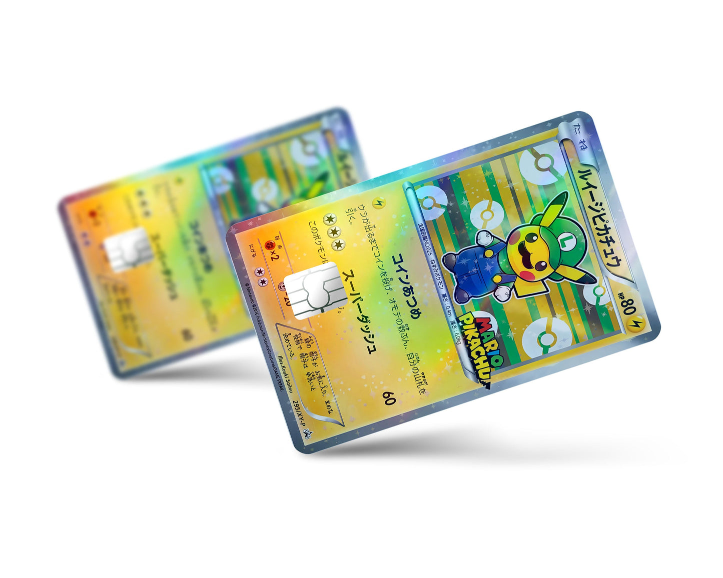 Anime Town Creations Holographic Credit Card Promo Luigi Pikachu JP Pokemon Card Full Skins - Anime Pokemon Holographic Credit Card Skin