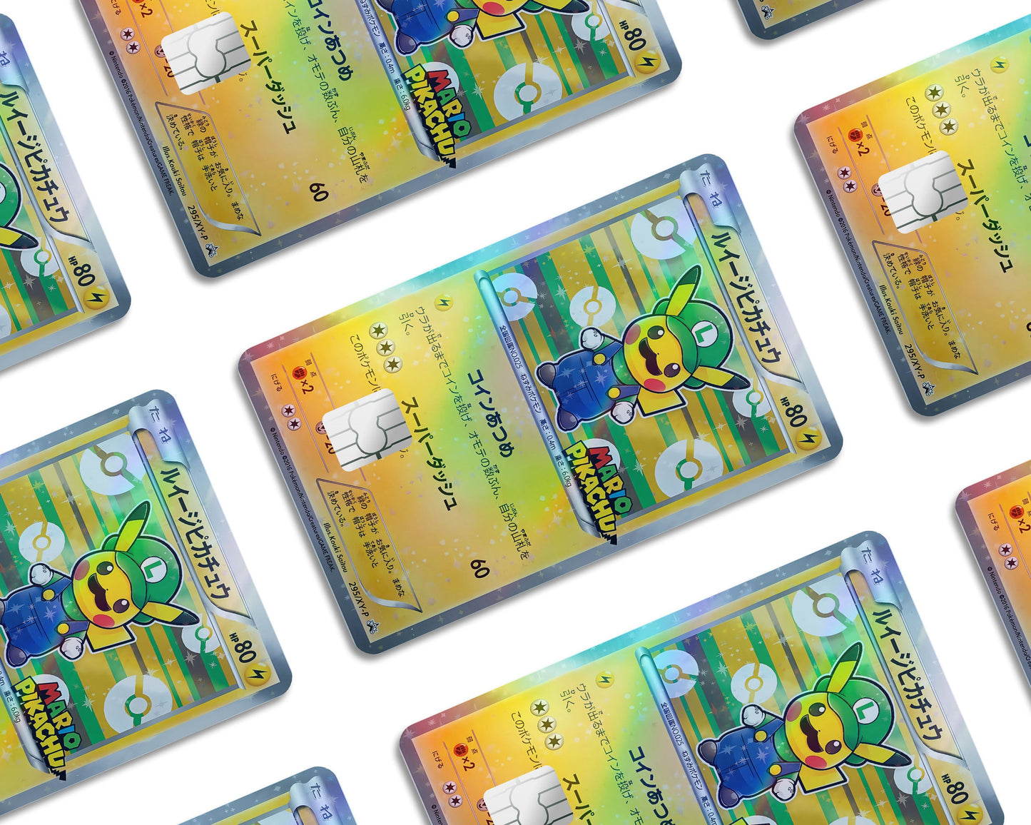 Anime Town Creations Holographic Credit Card Promo Luigi Pikachu JP Pokemon Card Window Skins - Anime Pokemon Holographic Credit Card Skin